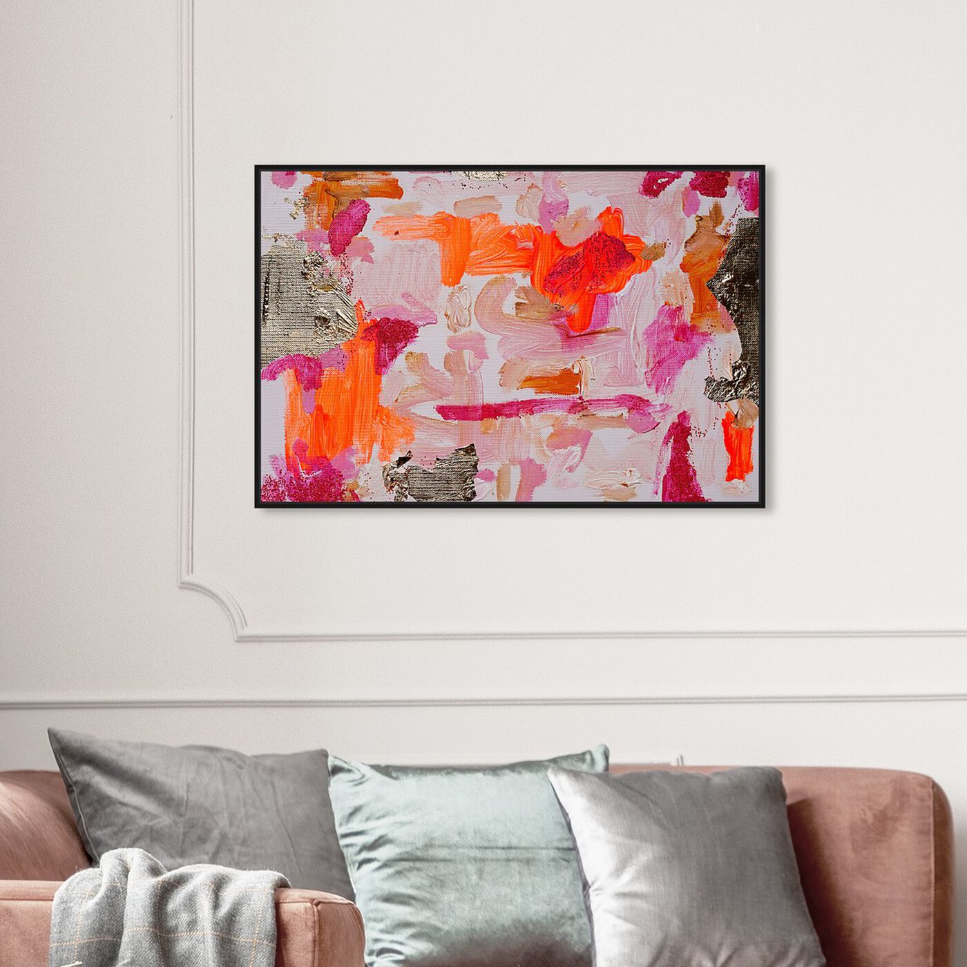 Hanging view of Tender Gesture by Tiffany Pratt featuring abstract and paint art.