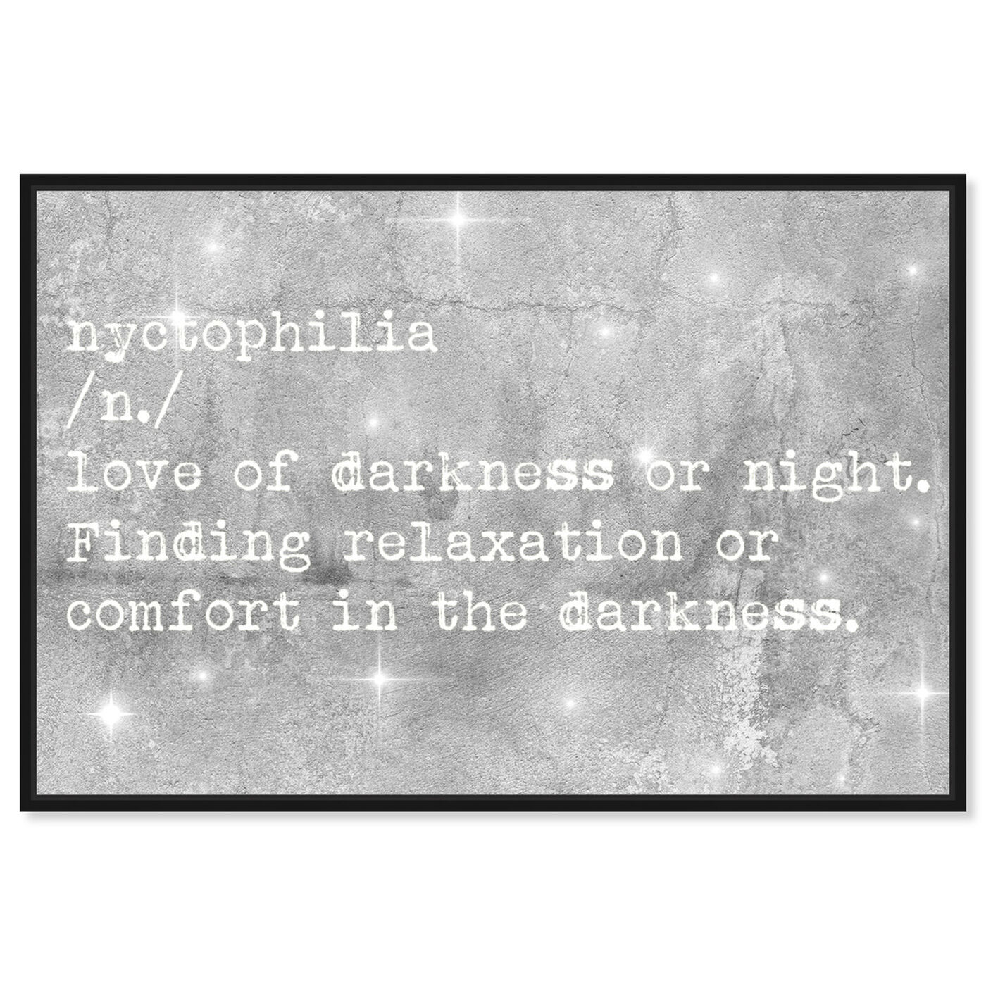Front view of Nychtophilia featuring typography and quotes and quotes and sayings art.