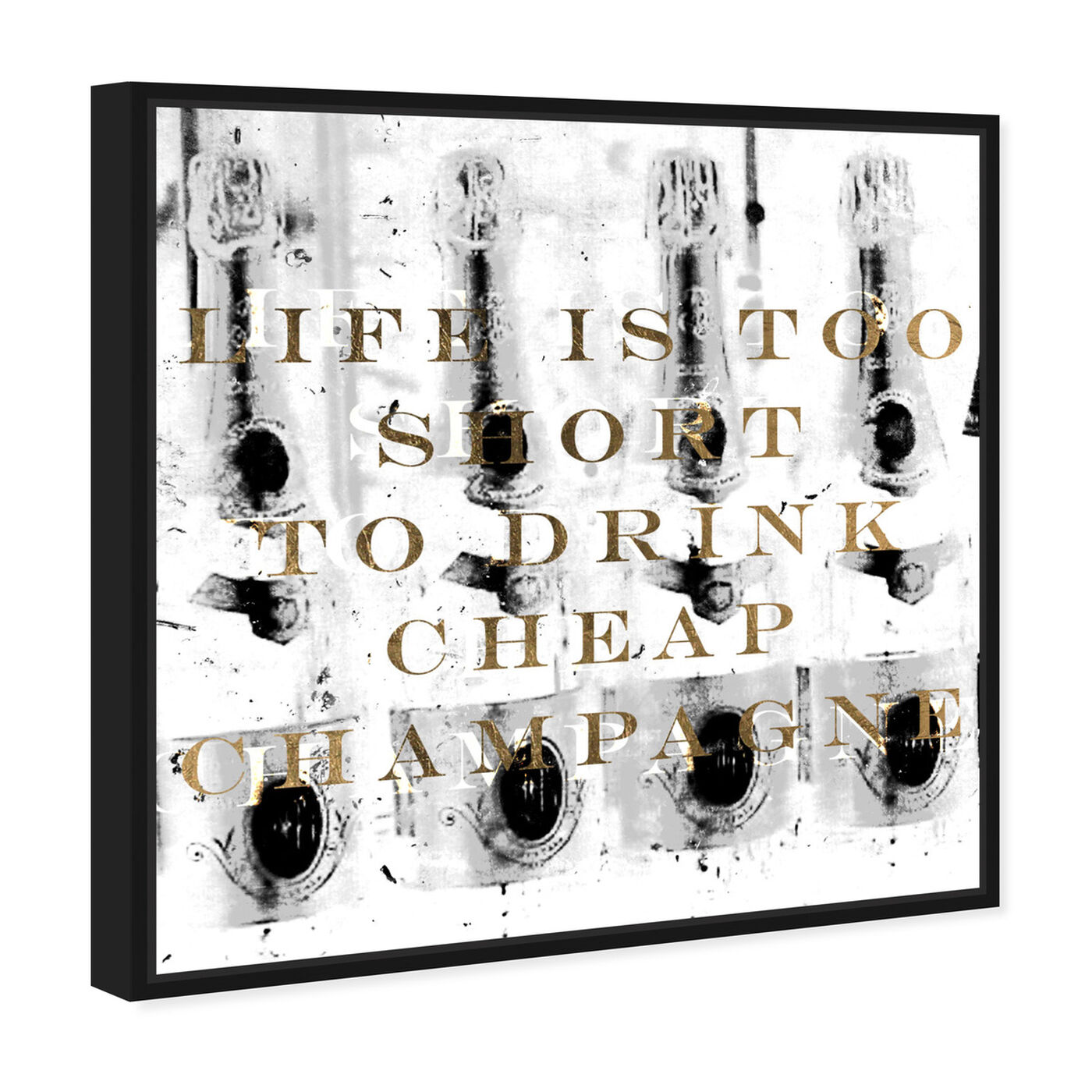 Angled view of No Cheap Champagne featuring typography and quotes and funny quotes and sayings art.