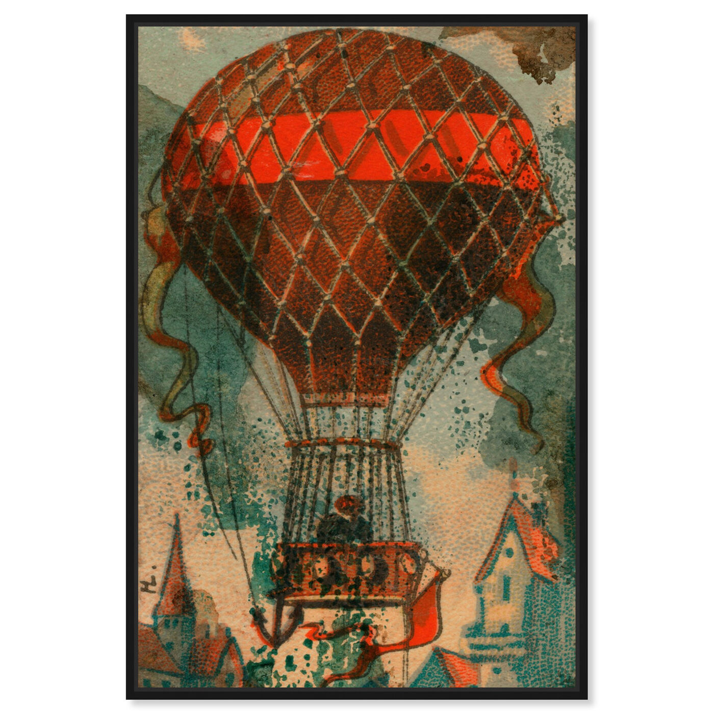 Front view of Ballon Godard 1865 featuring transportation and air transportation art.