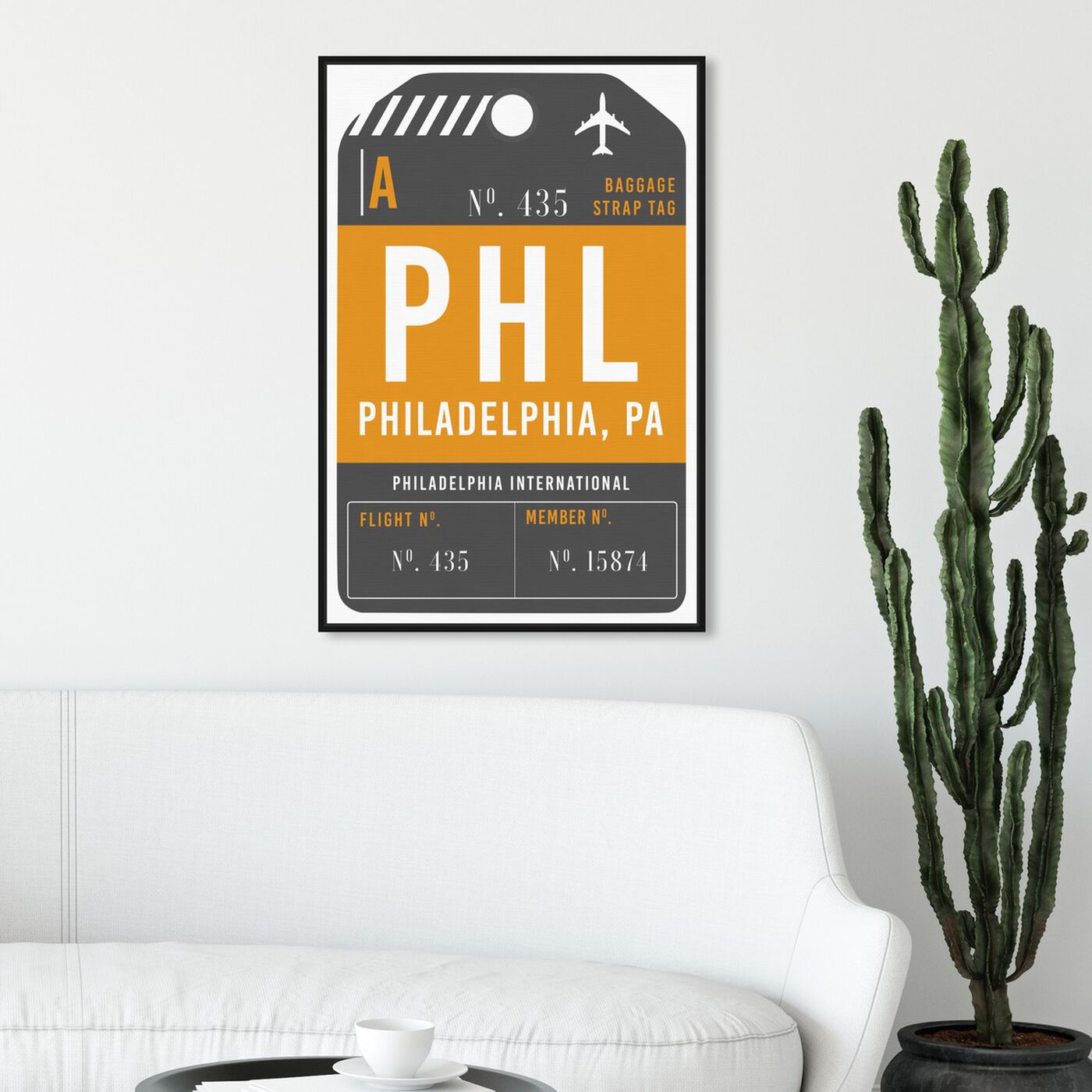 Hanging view of Philadelphia Luggage Tag featuring cities and skylines and united states cities art.