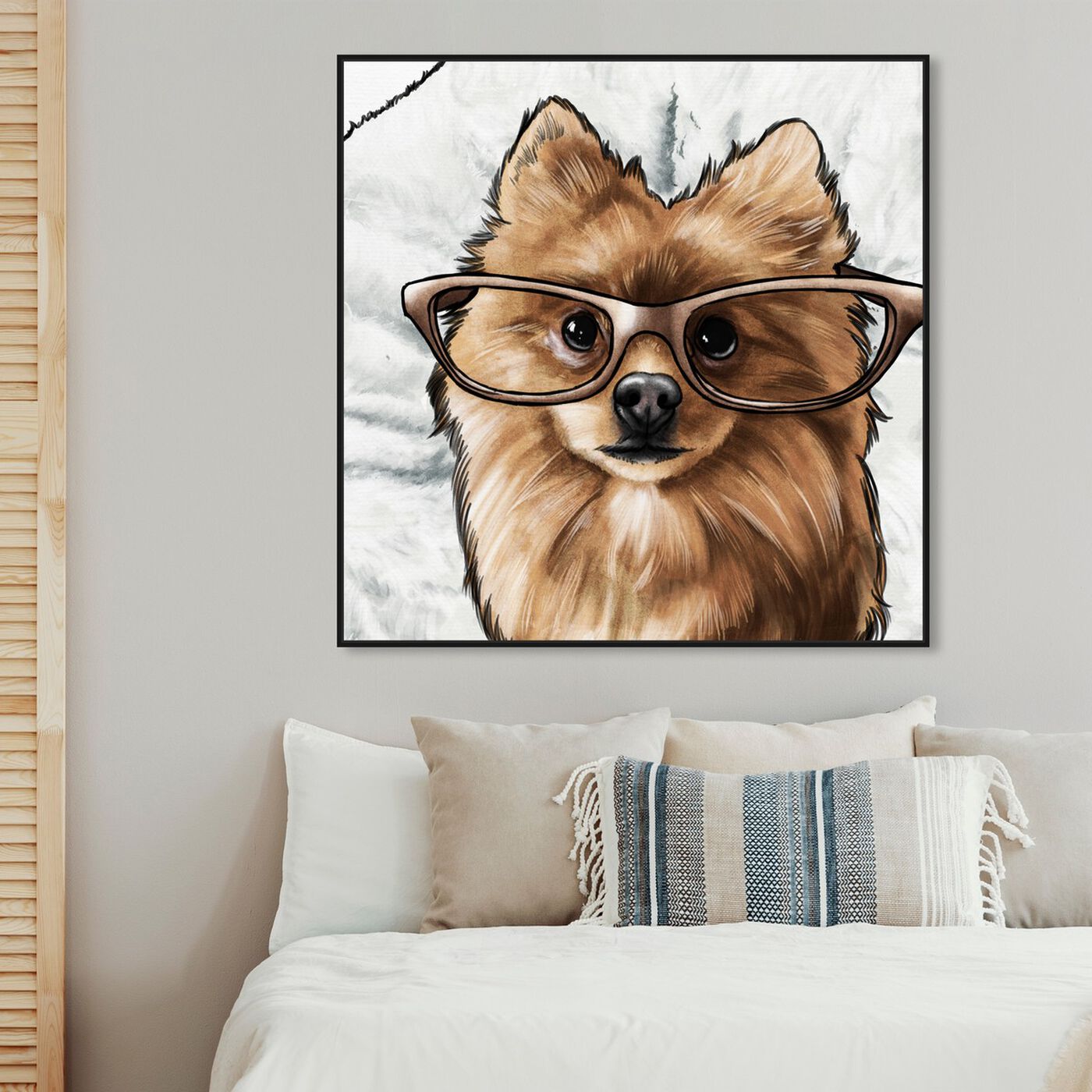 Hanging view of Glasses and Fluff II featuring animals and dogs and puppies art.