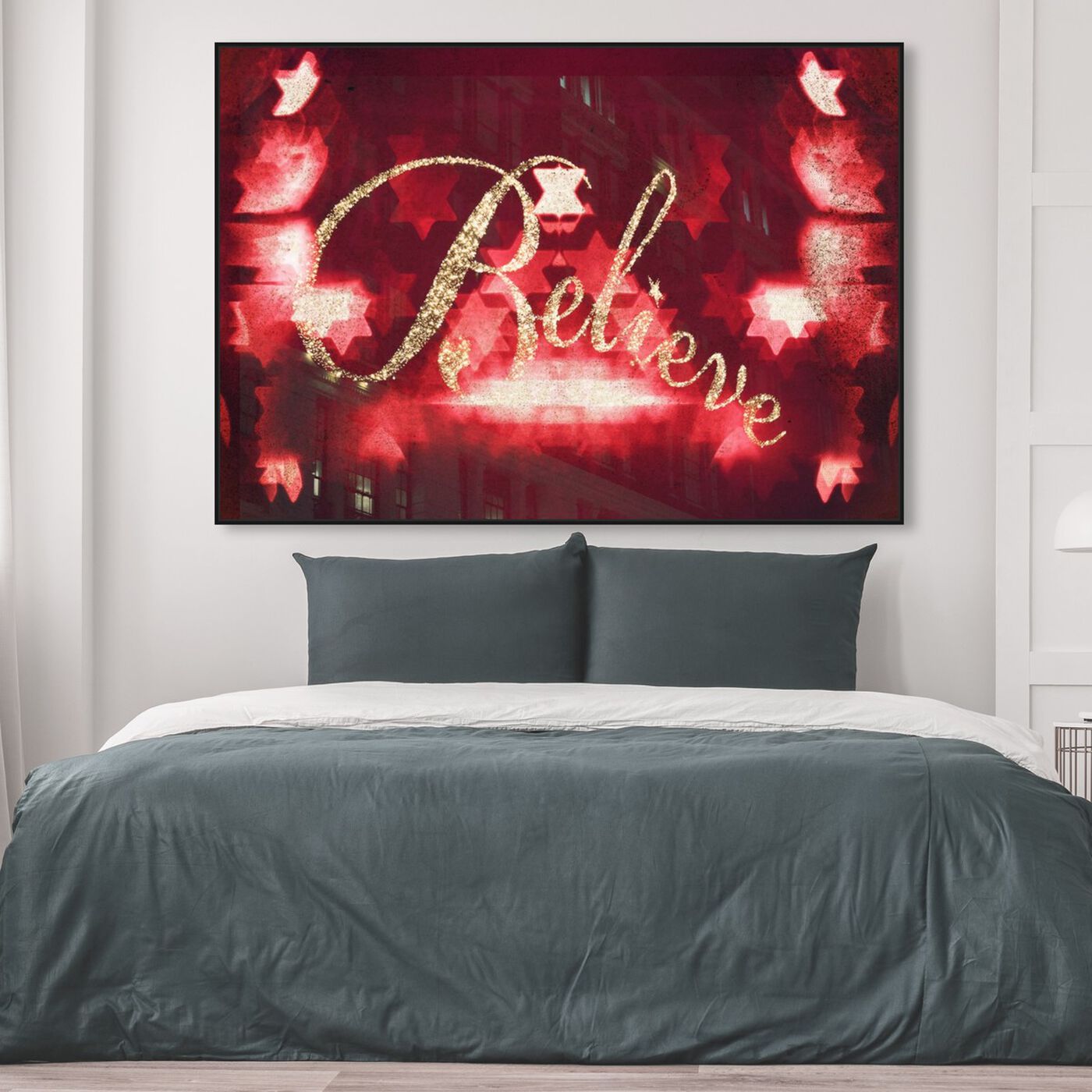 Hanging view of Believe featuring typography and quotes and quotes and sayings art.