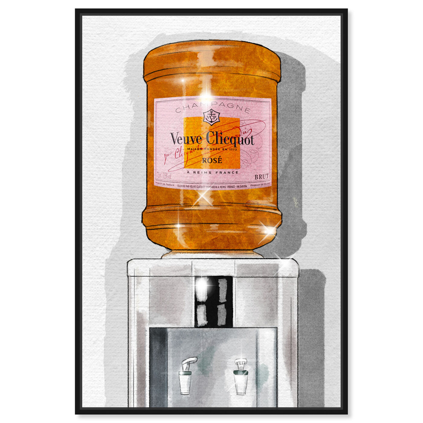 Front view of Parisian Orange Champagne Watercooler featuring fashion and glam and lifestyle art.