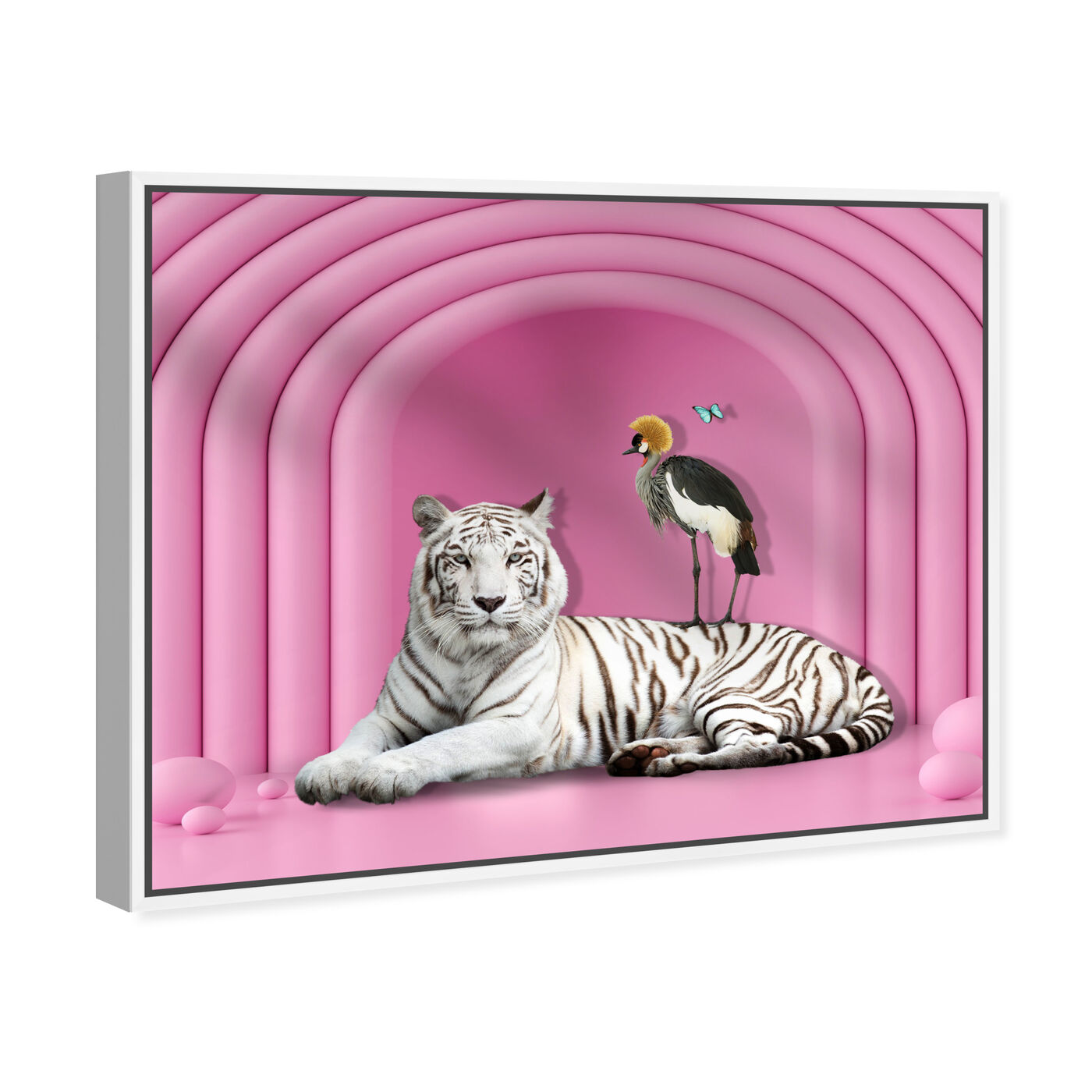 Angled view of Vibrant Pink Tiger featuring animals and felines art.