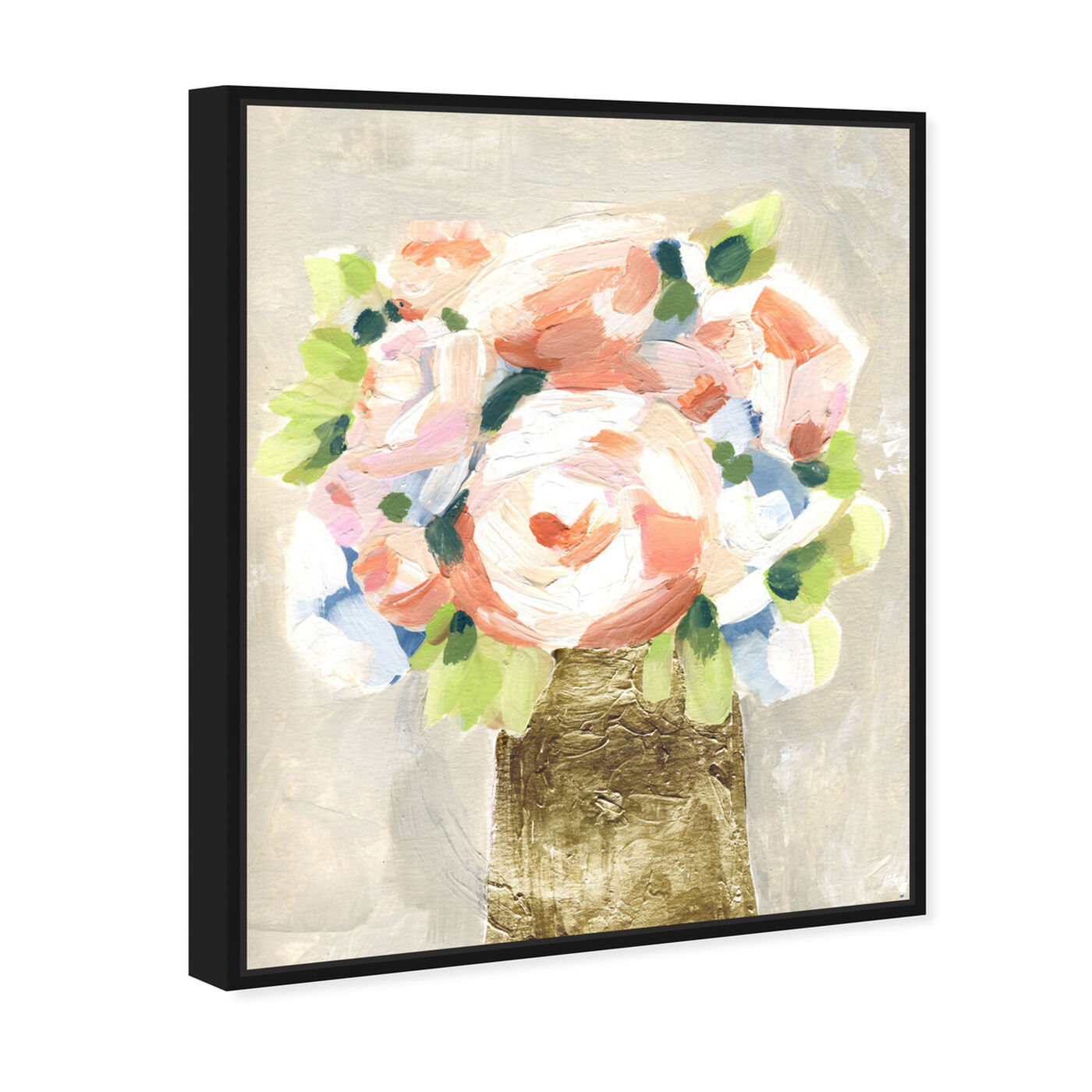 Angled view of Coral Peonies featuring floral and botanical and florals art.