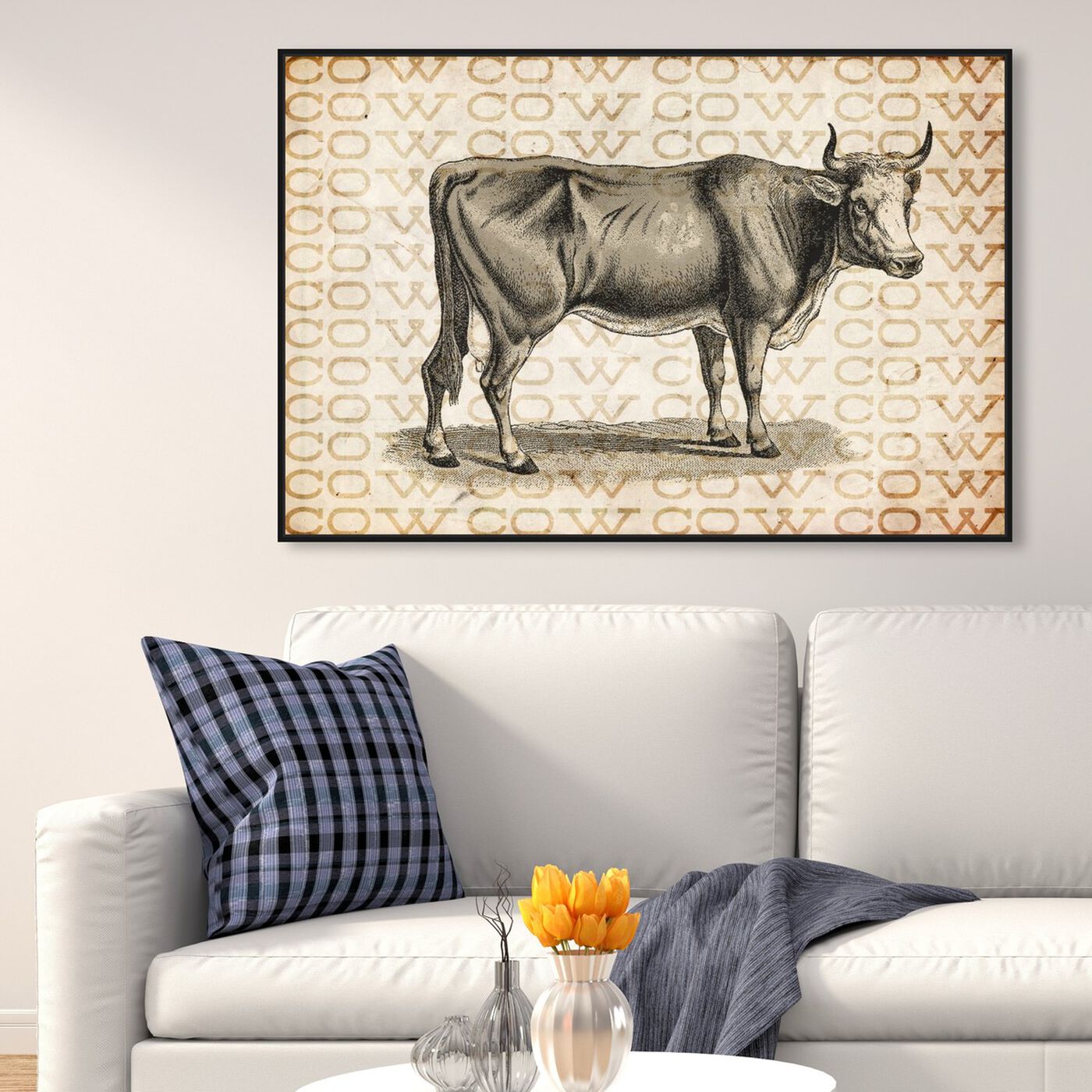 Hanging view of Cow featuring animals and farm animals art.