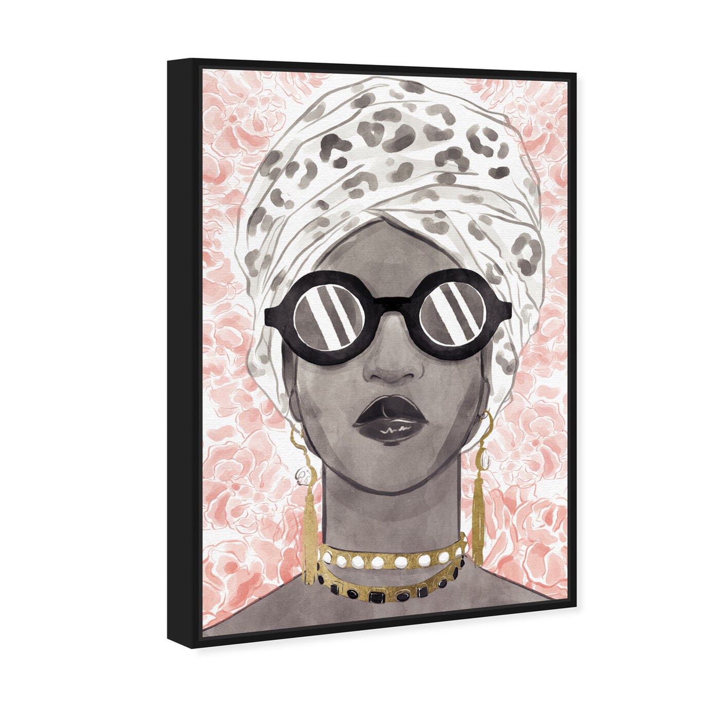 Angled view of Spots and Shades featuring fashion and glam and accessories art.
