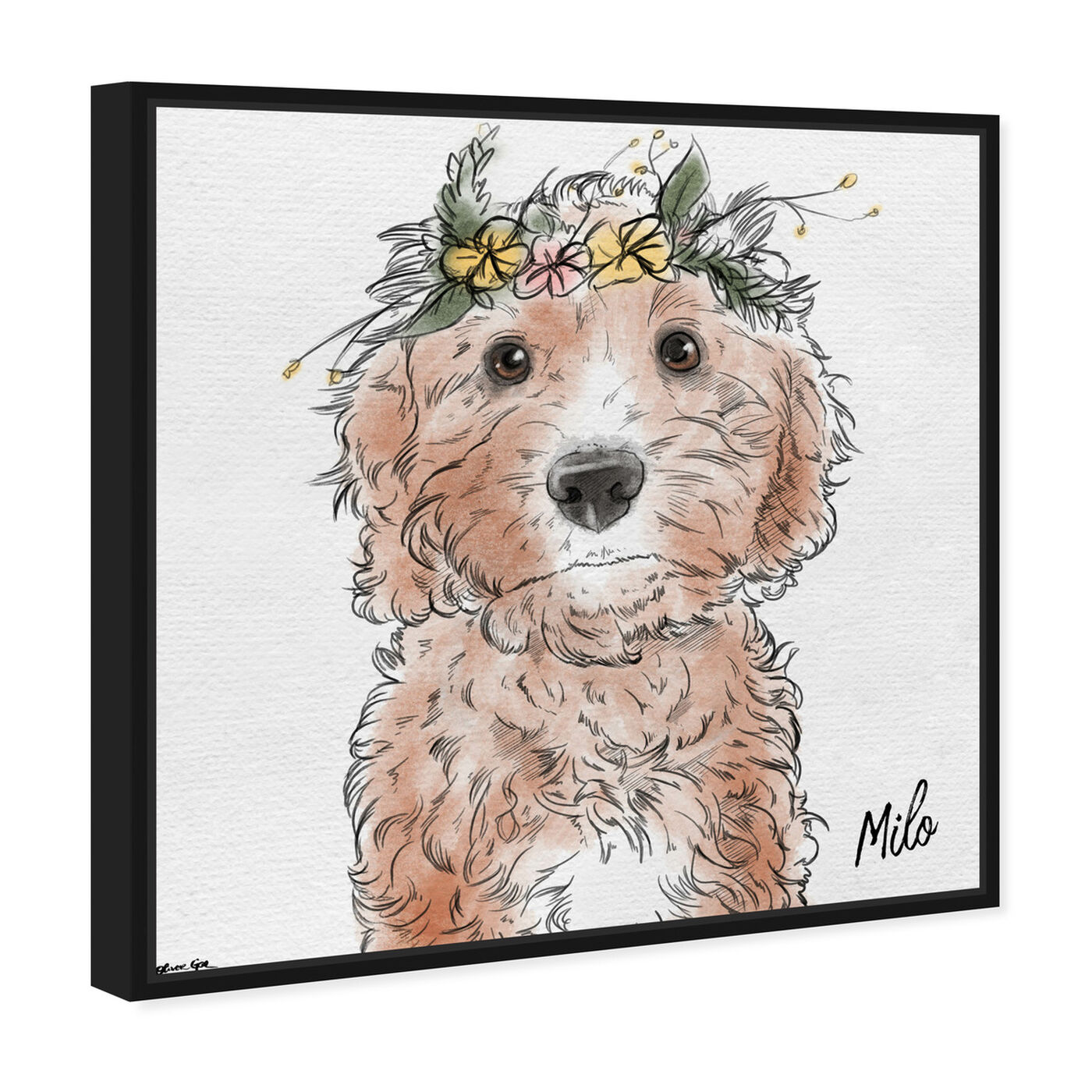 Angled view of Flower Crown Pet featuring animals and dogs and puppies art.