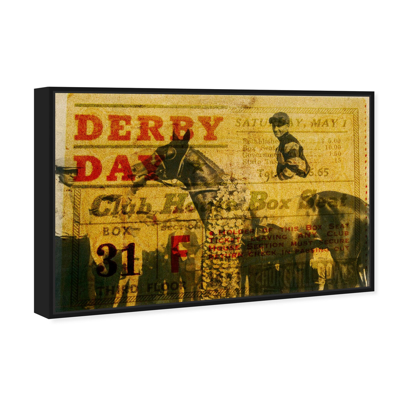 Angled view of Derby Day 1943 featuring advertising and posters art.