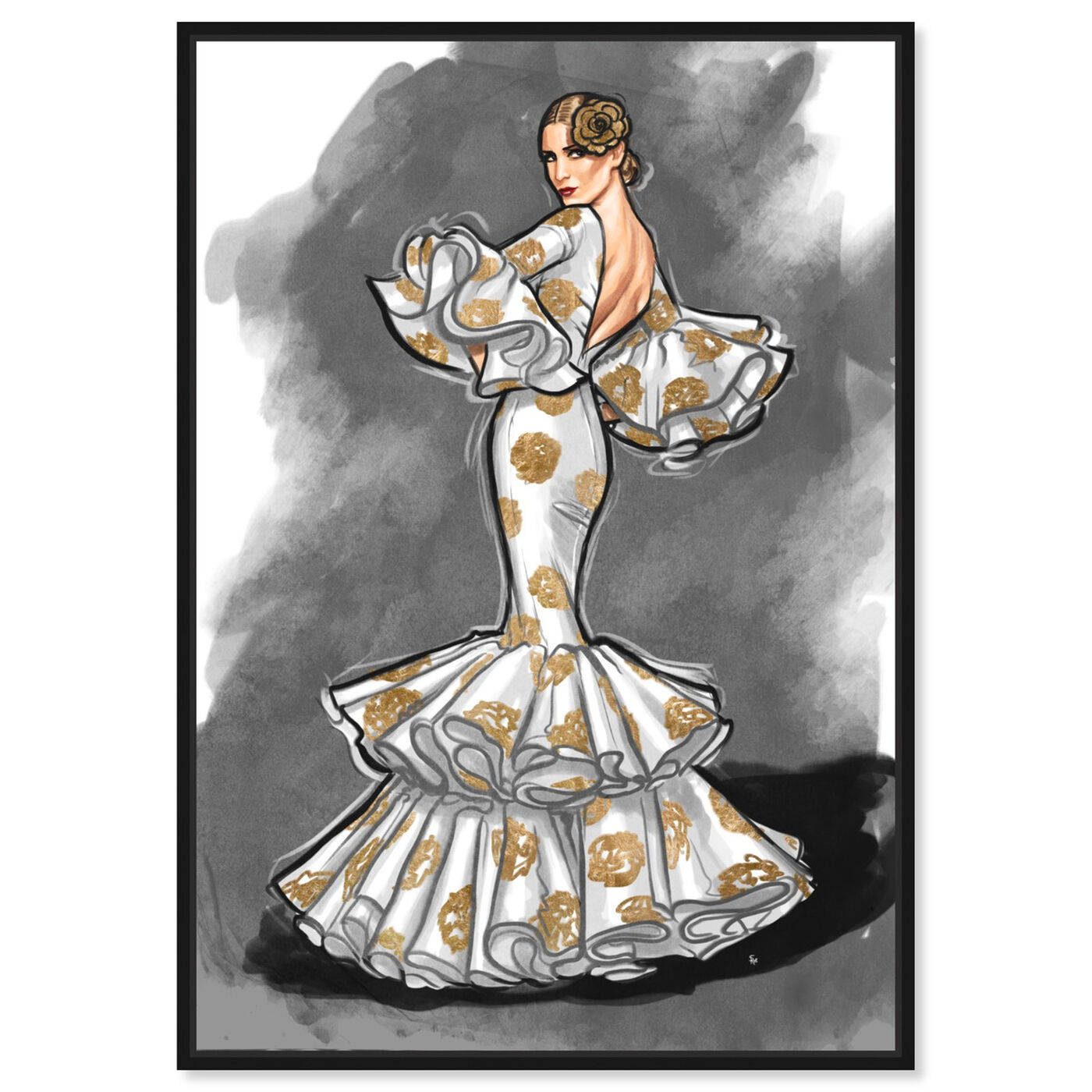 Front view of Flamenco Noir II featuring fashion and glam and dress art.