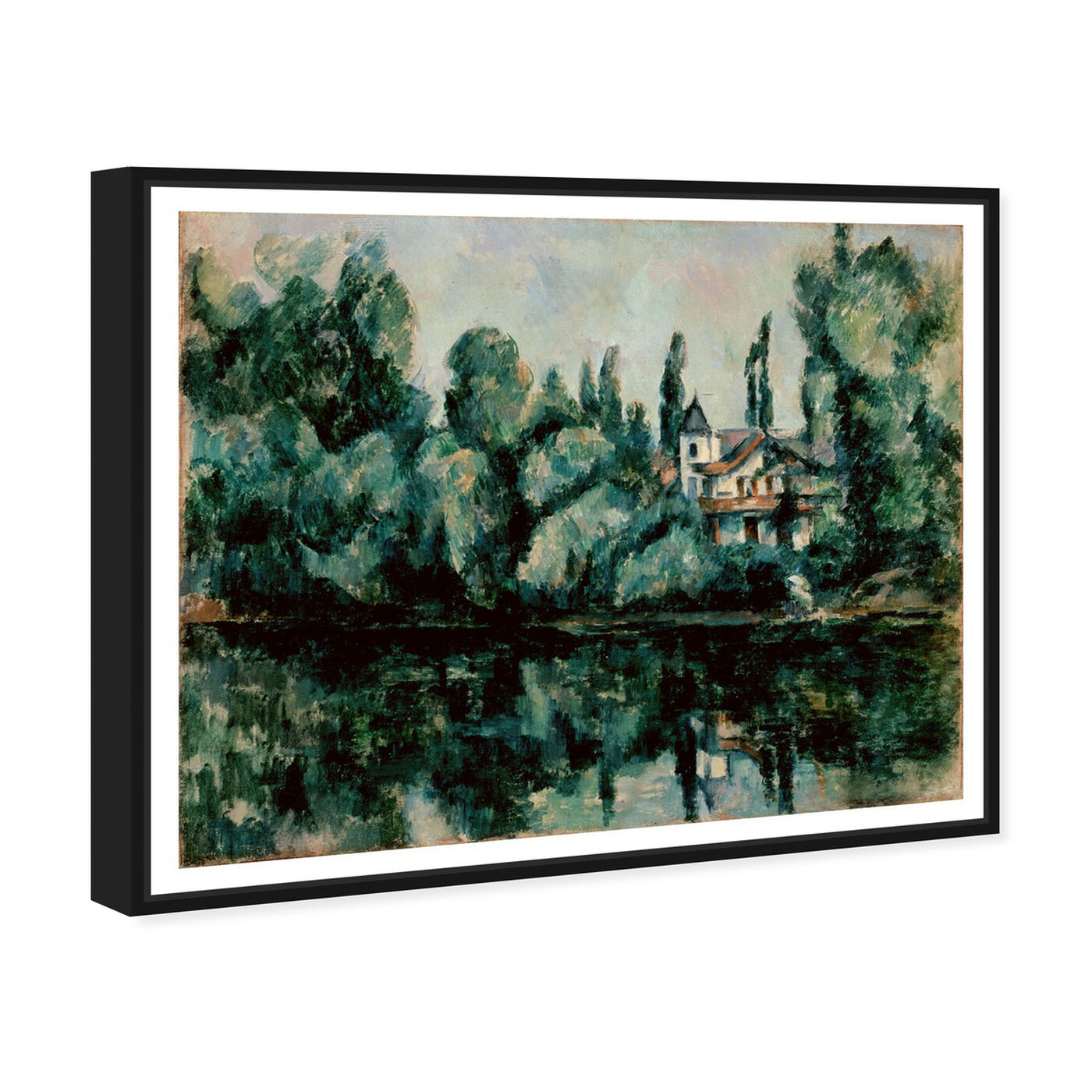 Angled view of Paul Cezanne - Les Rives De La Marne featuring nature and landscape and forest landscapes art.