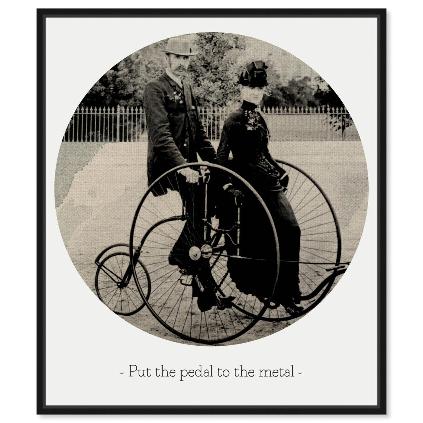 Front view of Pedal to the Metal featuring classic and figurative and family life art.