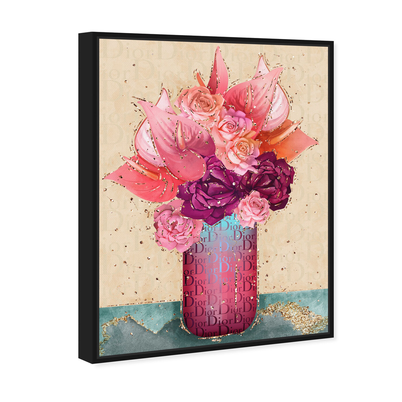 Angled view of Gold n Blush Bouquet featuring floral and botanical and florals art.