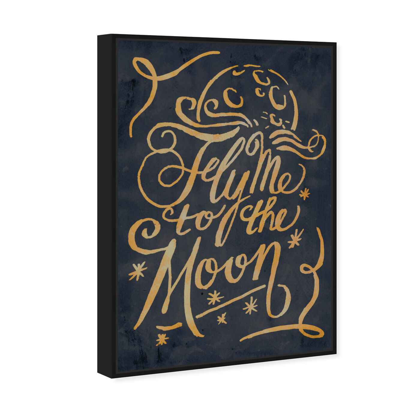 Angled view of To The Moon I featuring typography and quotes and love quotes and sayings art.