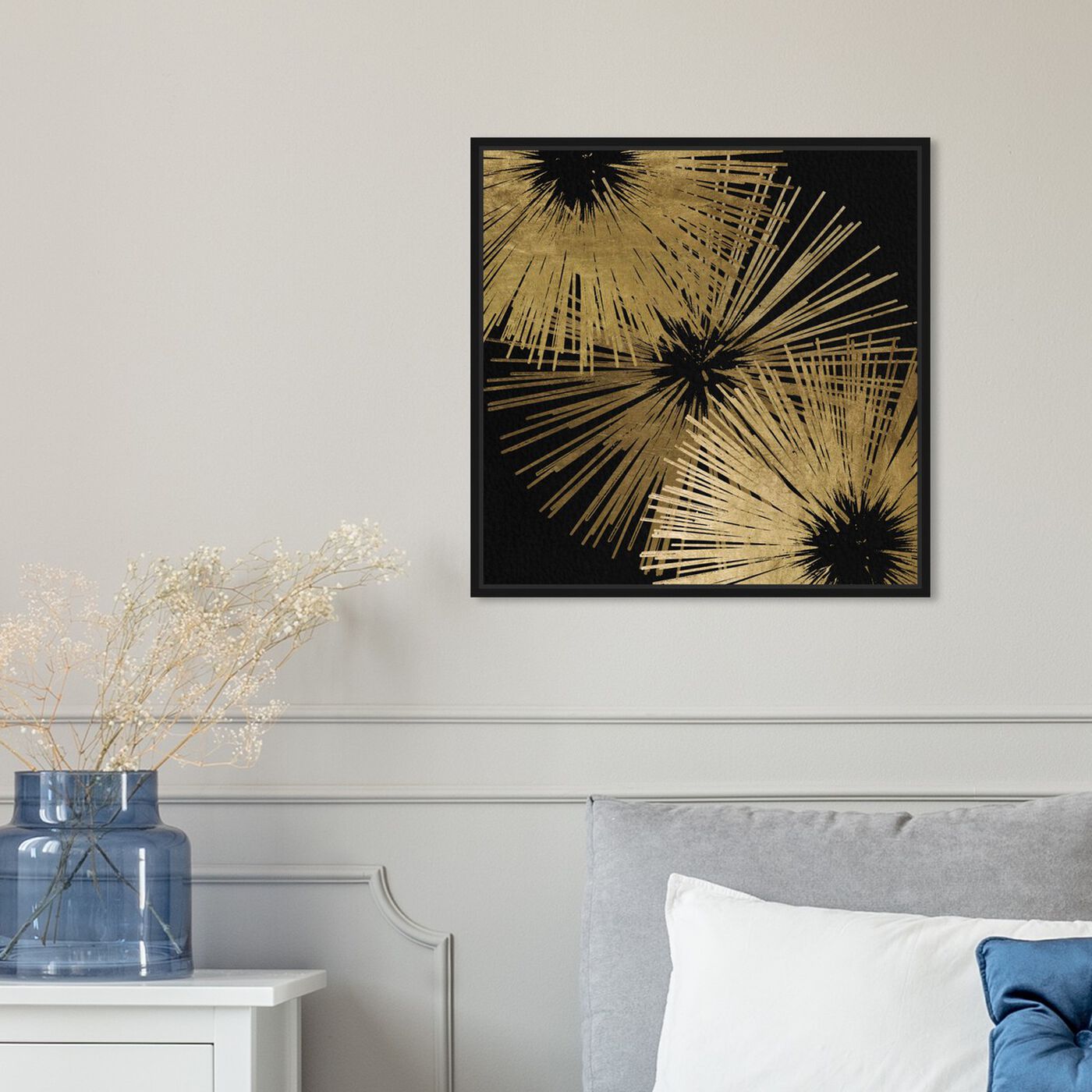 Hanging view of Sunburst Glam featuring abstract and shapes art.