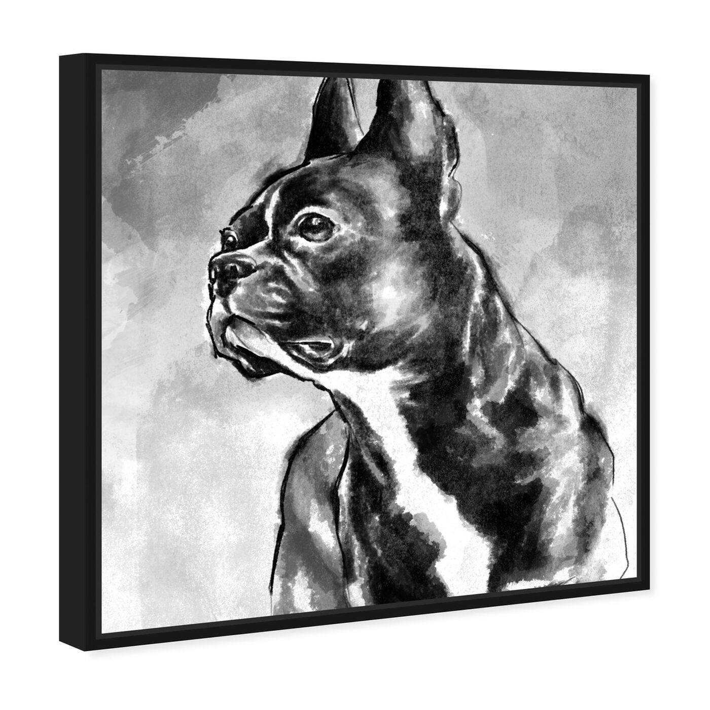 Angled view of French Bulldog featuring animals and dogs and puppies art.