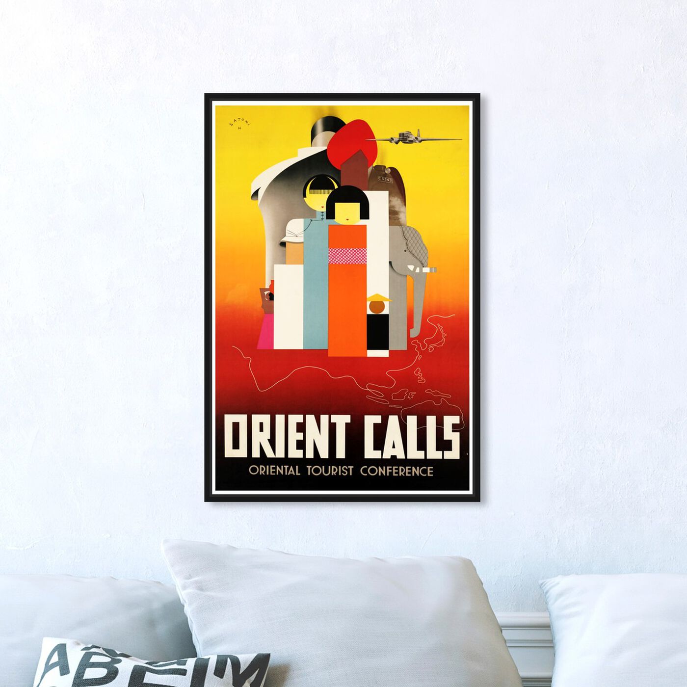 Hanging view of Orient Calls featuring advertising and posters art.