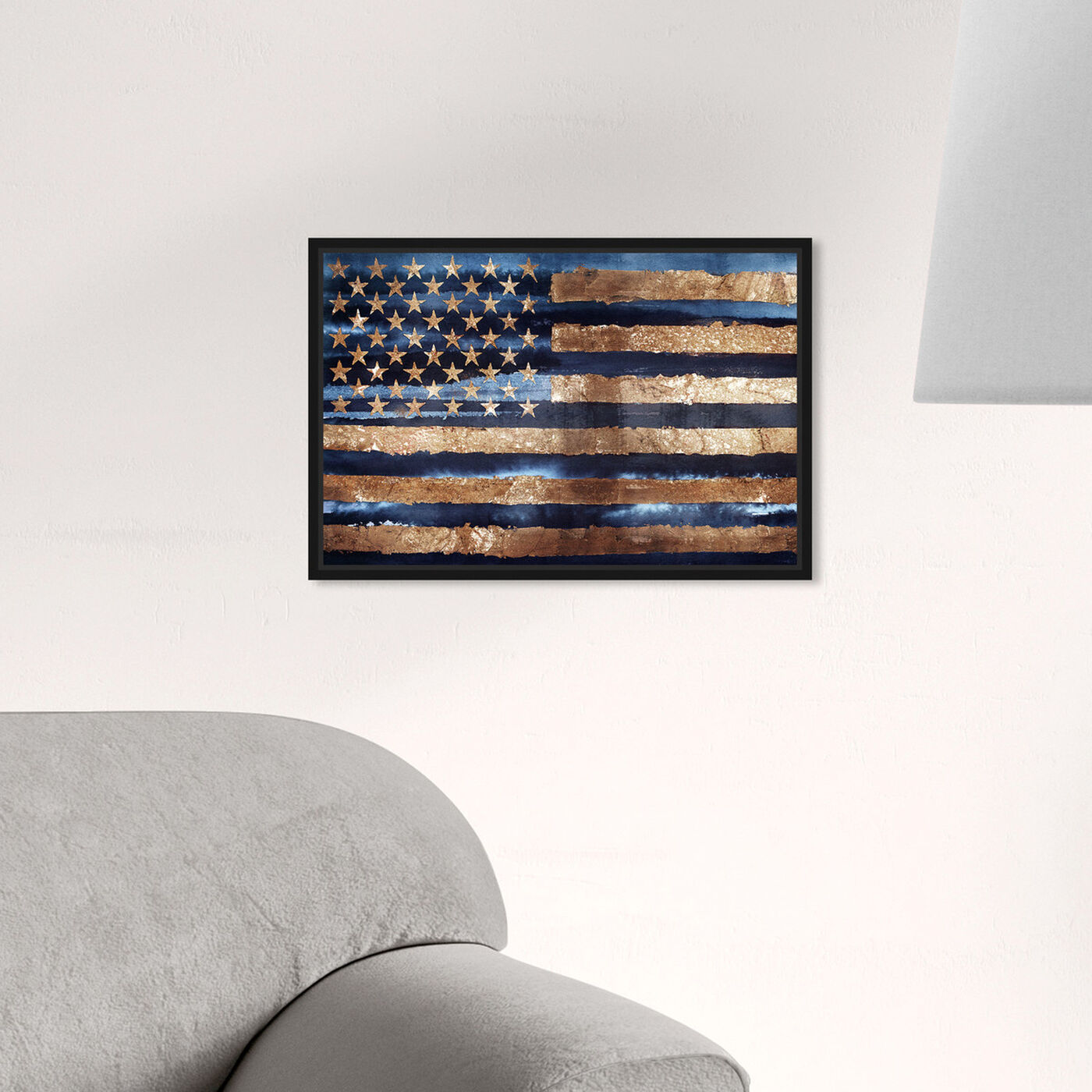 Hanging view of Rocky Navy Freedom featuring americana and patriotic and us flags art.