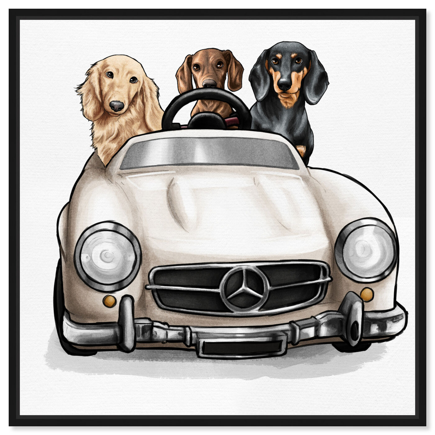 Front view of Strolling in Style dachshunds featuring animals and dogs and puppies art.
