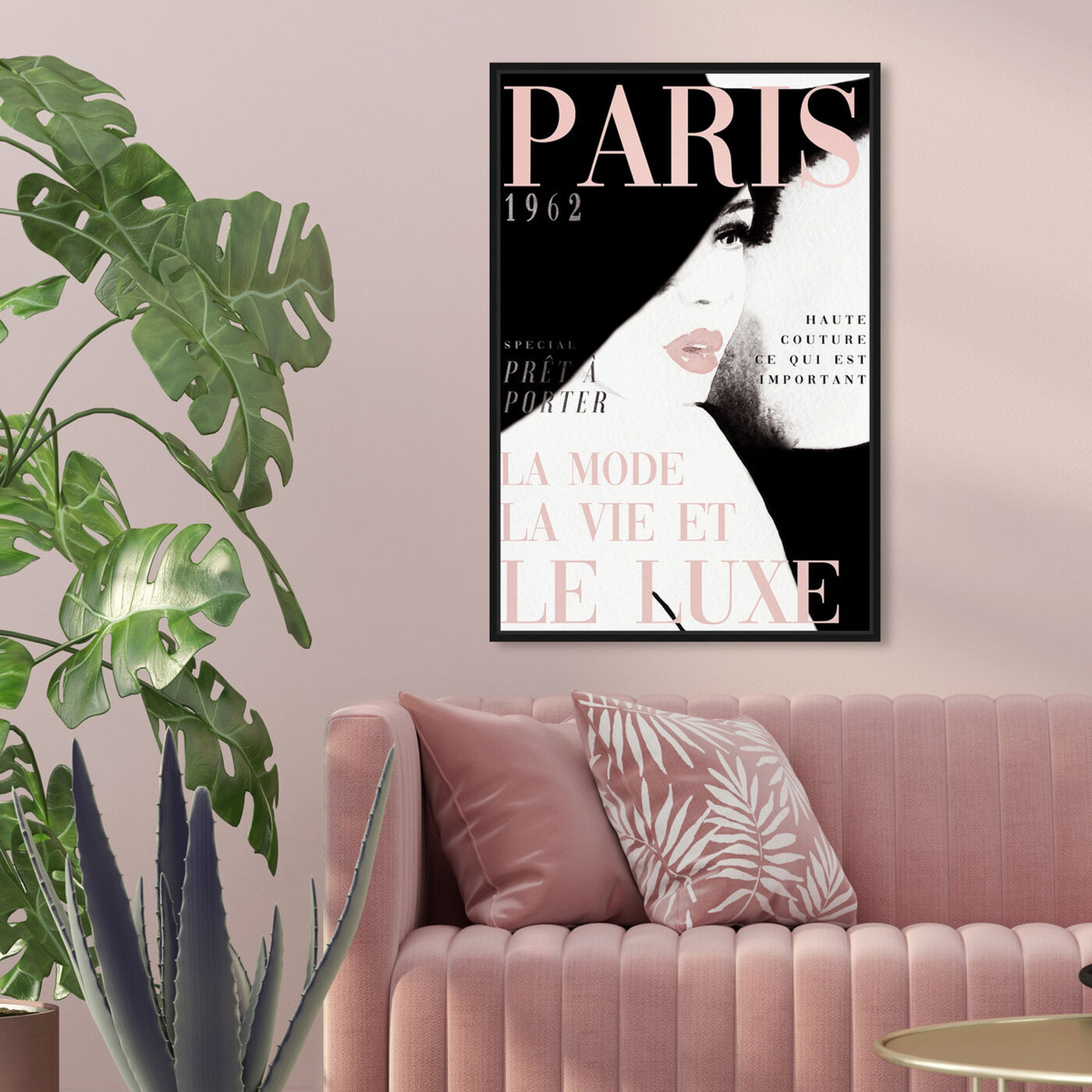 Hanging view of Cover Paris in Blush featuring fashion and glam and makeup art.