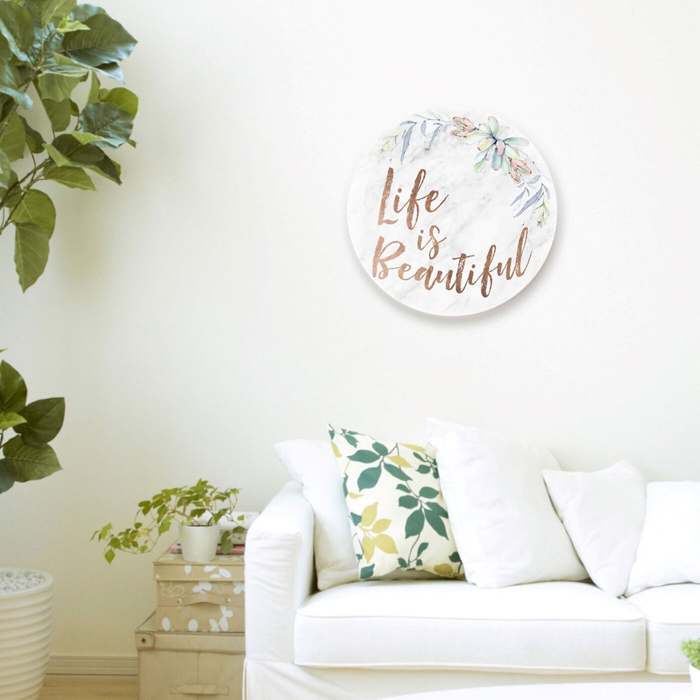 Hanging view of Life Is Beautiful Floral featuring typography and quotes and inspirational quotes and sayings art.
