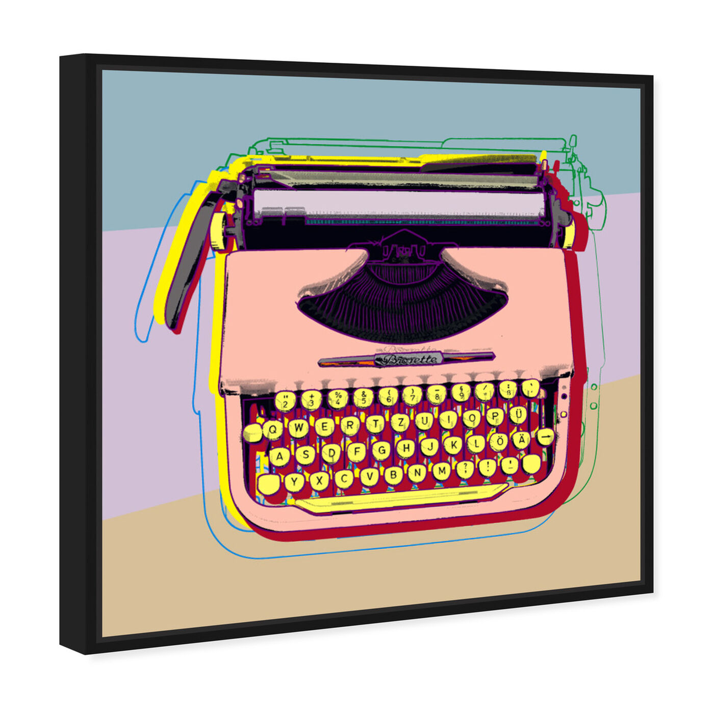 Angled view of Pastel Type Writer featuring entertainment and hobbies and writing art.