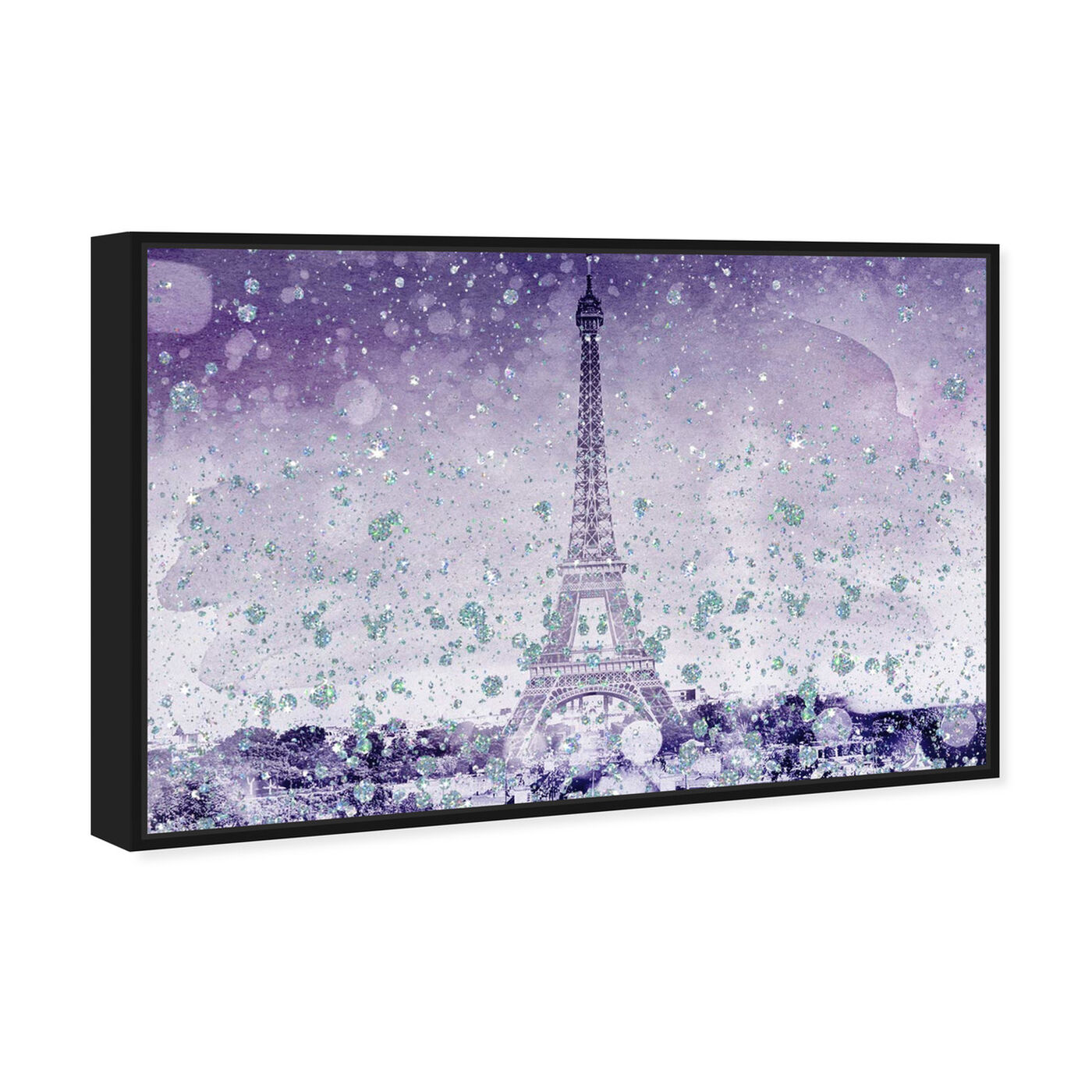 Angled view of Eiffel Violet featuring cities and skylines and european cities art.