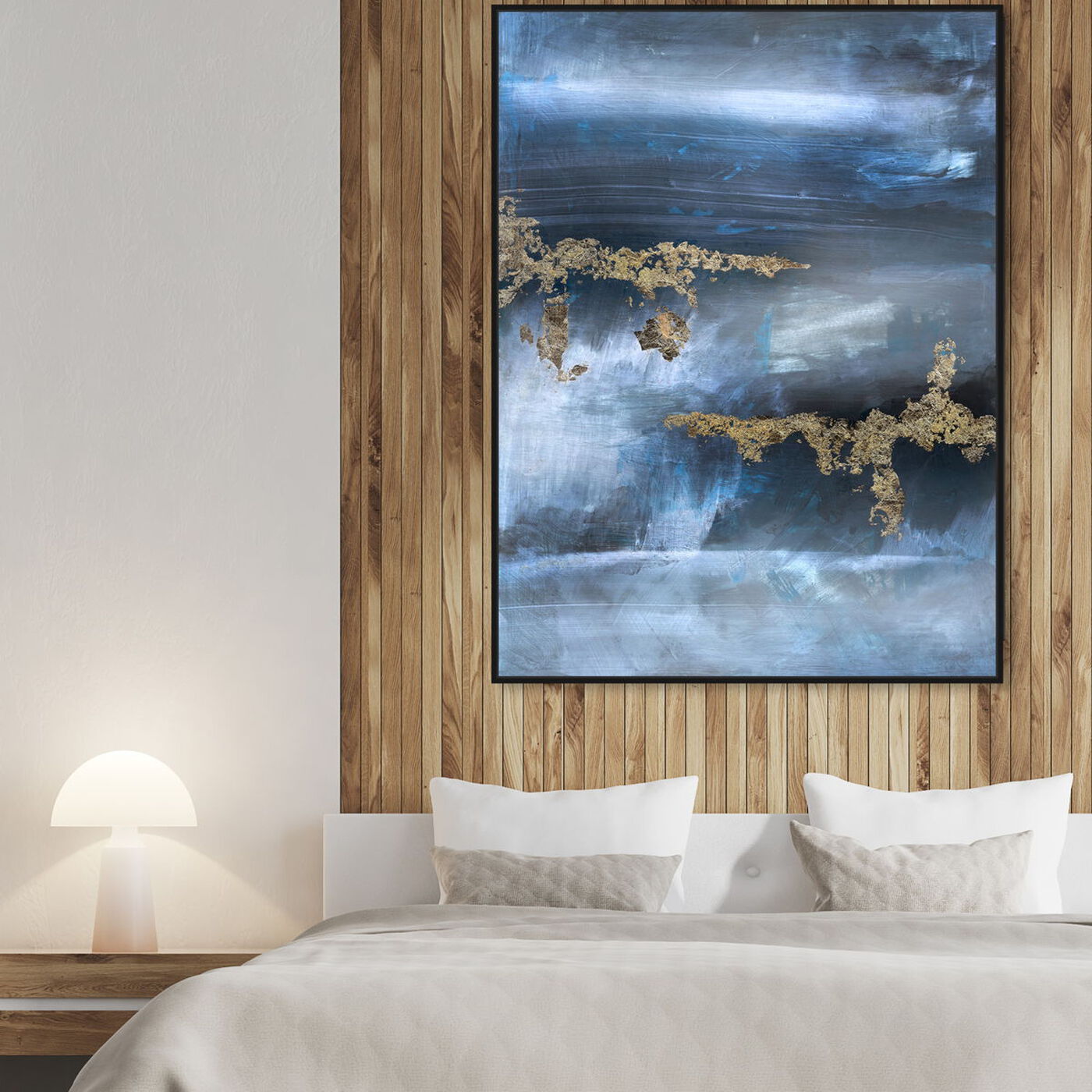 Hanging view of Golden blue featuring abstract and paint art.