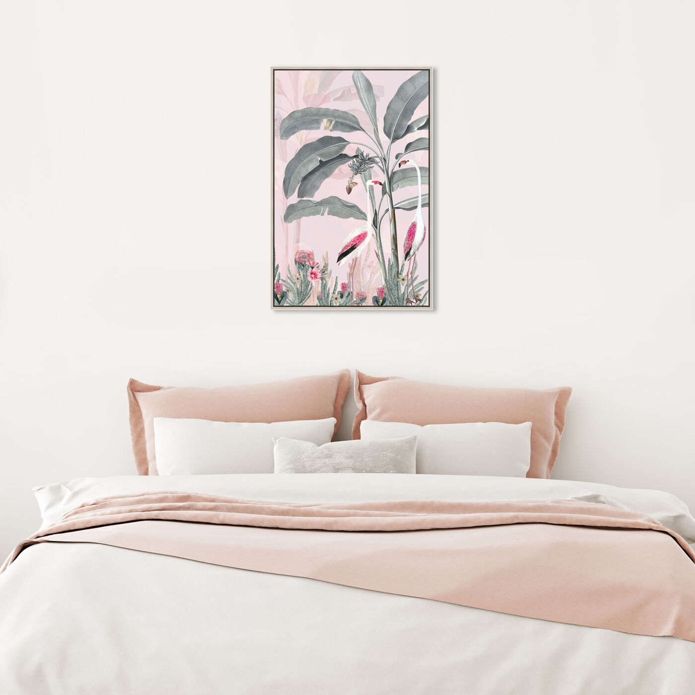 Hanging view of Flamingo Pink featuring animals and birds art.