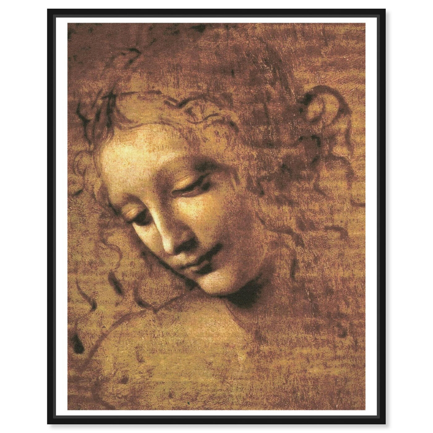 Front view of Leonardo Da Vinci - Female Head featuring classic and figurative and renaissance art.