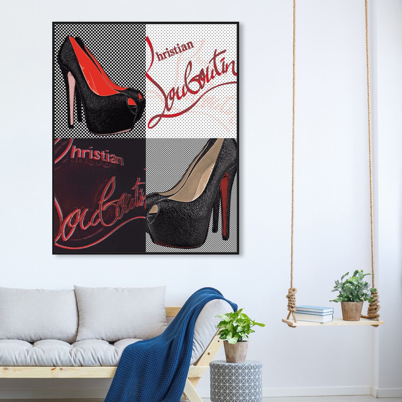 Hanging view of Red Soles I featuring fashion and glam and shoes art.