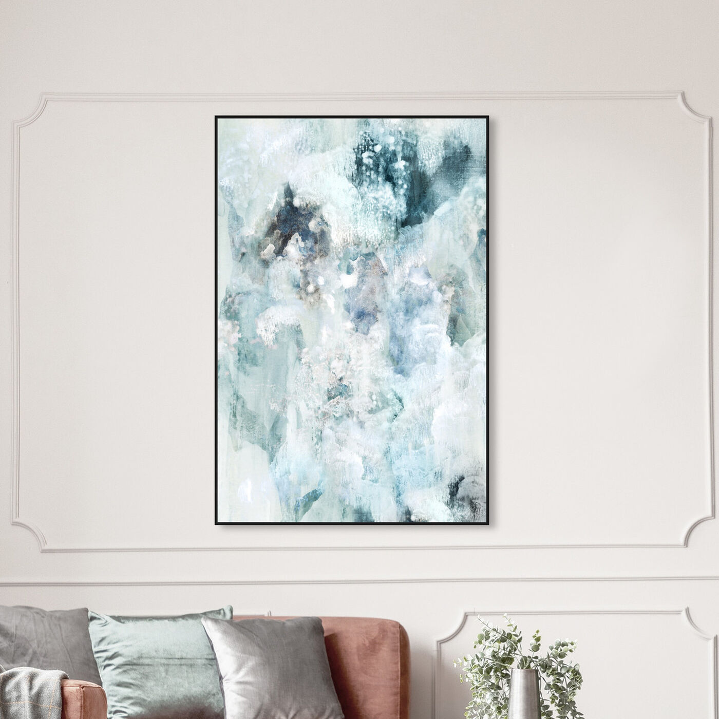 Hanging view of Snowy Clouds featuring abstract and paint art.