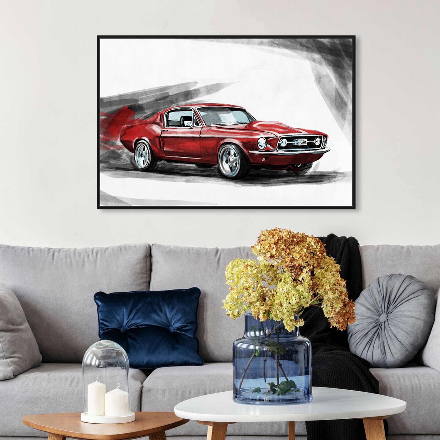 Hanging view of Red Beauty featuring transportation and automobiles art.