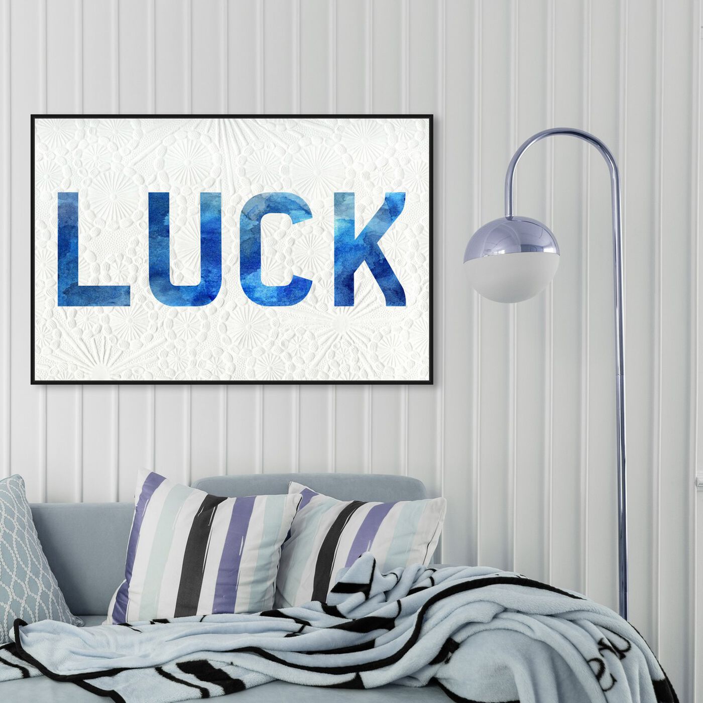 Hanging view of LUCK featuring typography and quotes and inspirational quotes and sayings art.