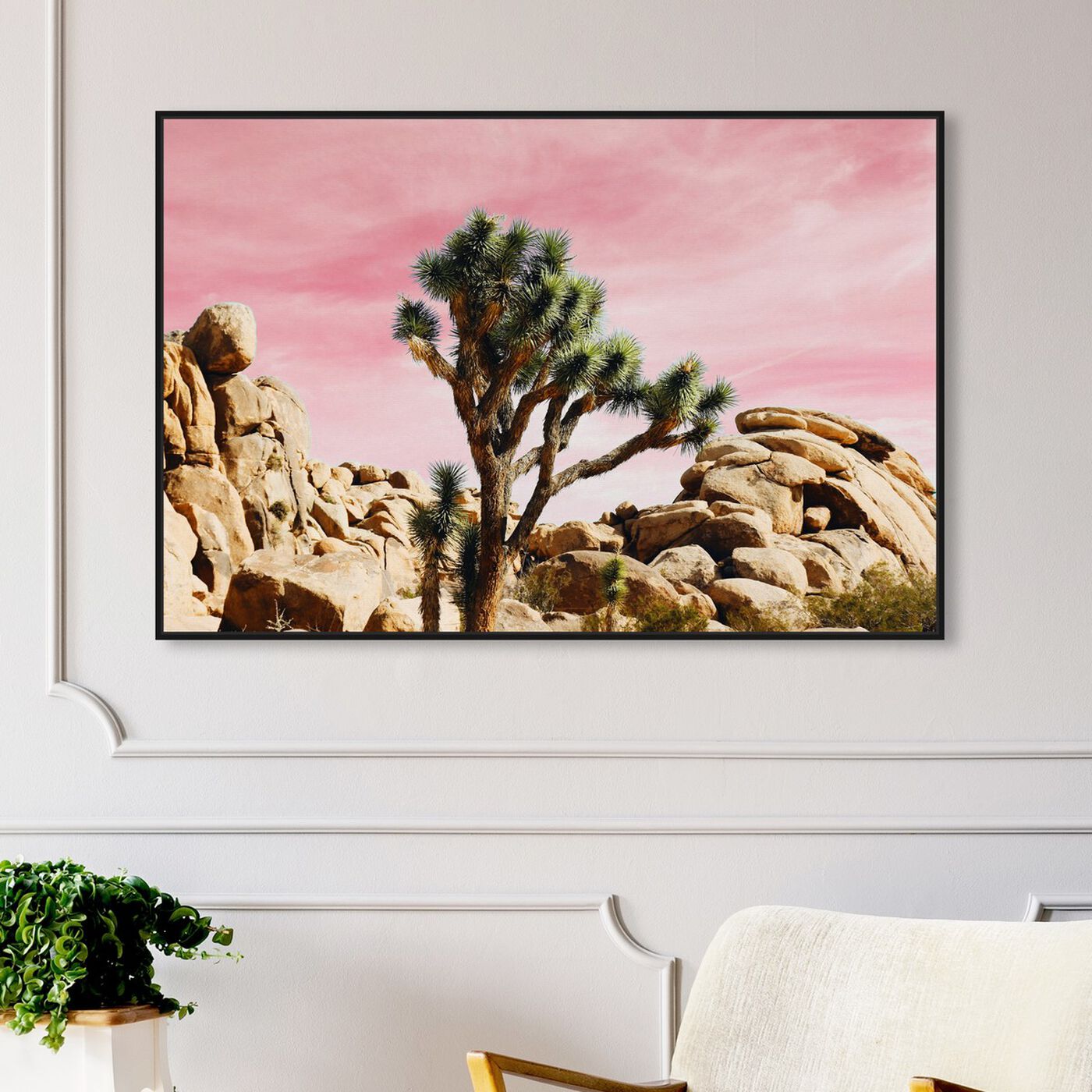 Hanging view of Joshua Tree Pink featuring nature and landscape and desert landscapes art.