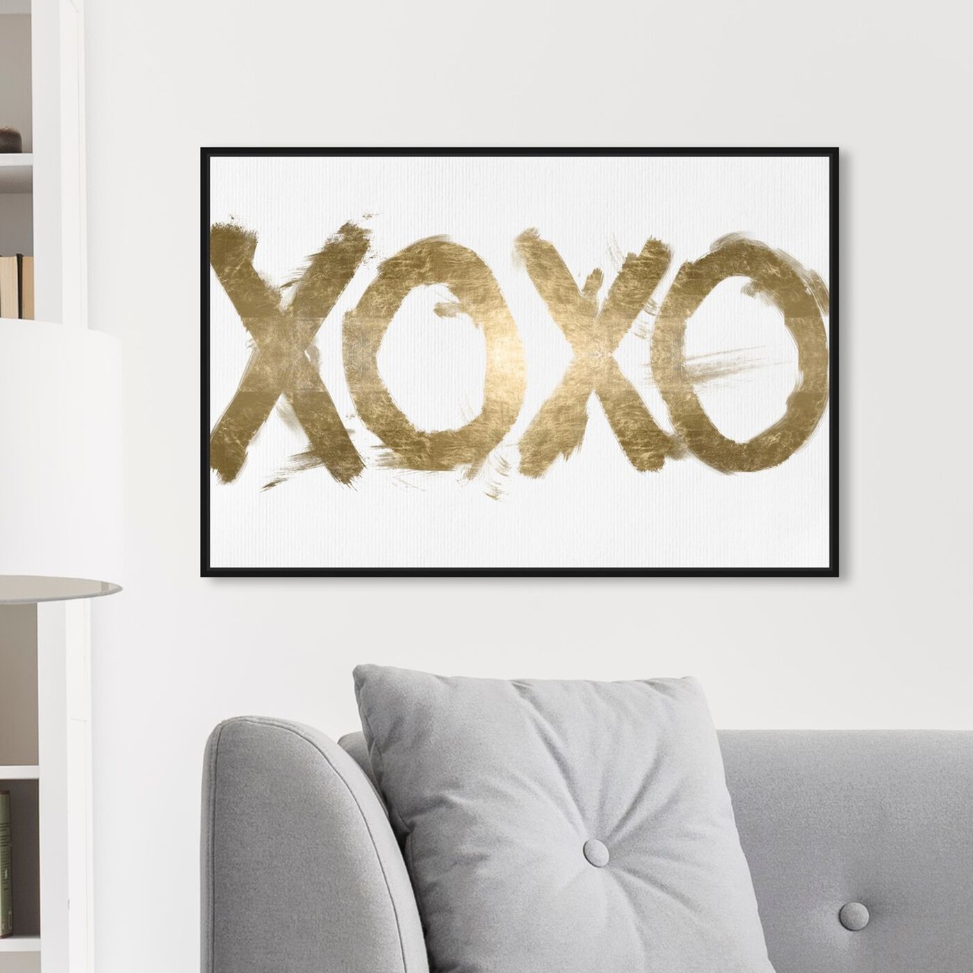 Hanging view of XOXO Solid I featuring typography and quotes and signs art.