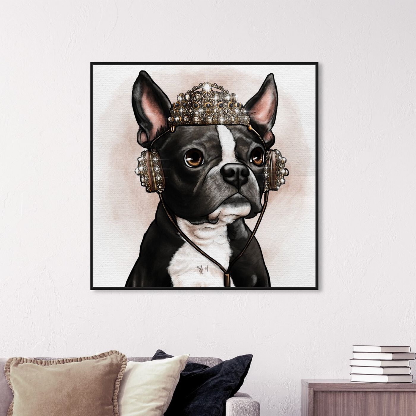 Hanging view of Crowned Terrier featuring animals and dogs and puppies art.