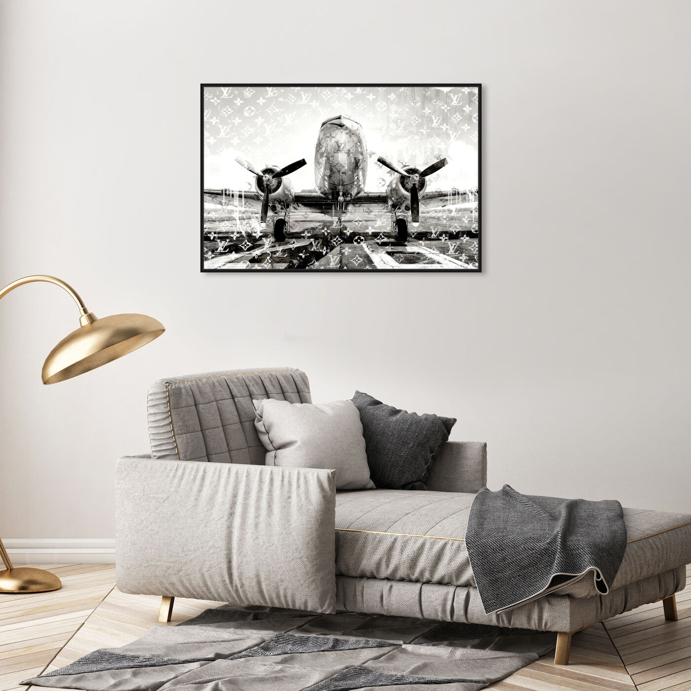 Hanging view of Wheels Up featuring fashion and glam and travel essentials art.
