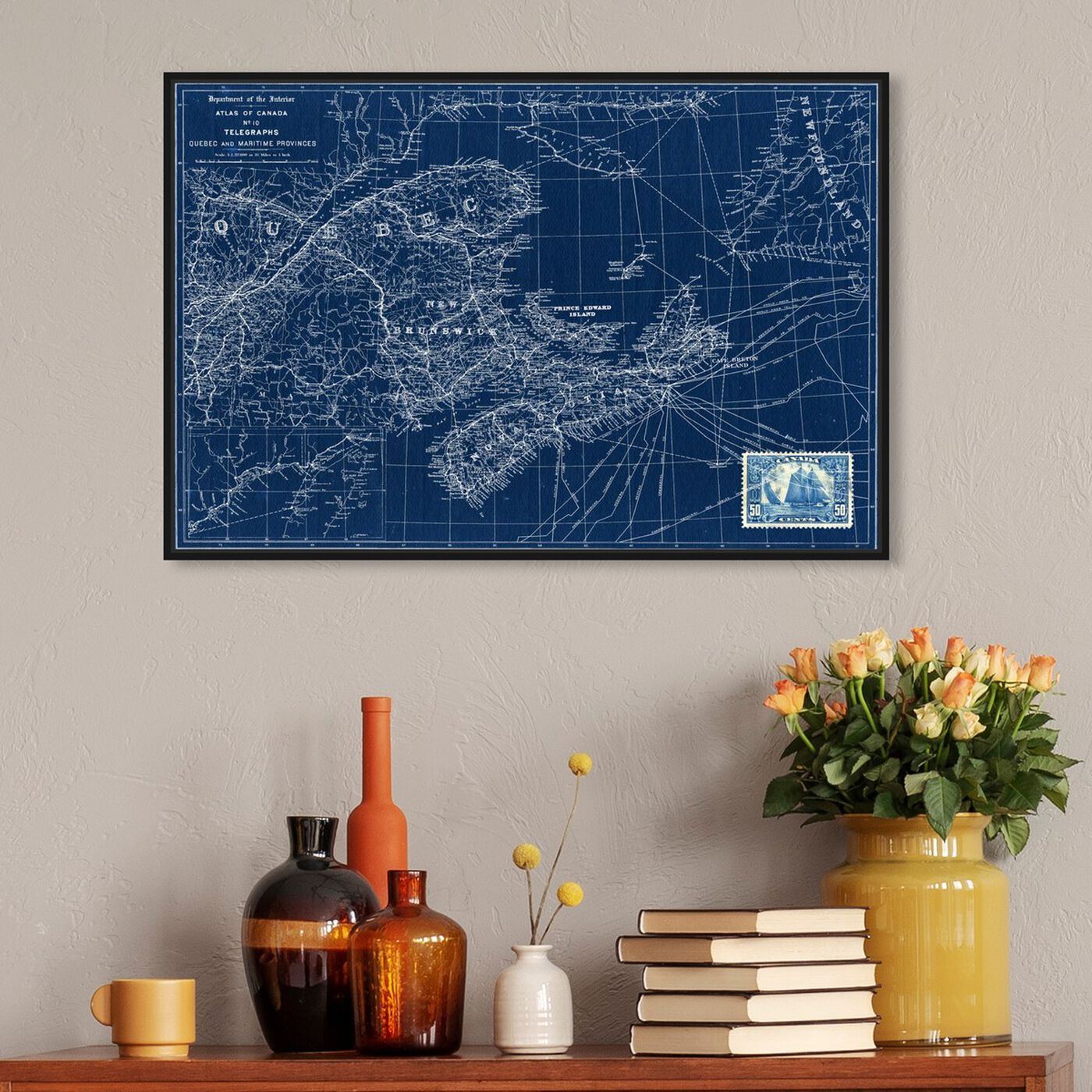 Hanging view of Quebec Maritime Provinces Map 1906 featuring cities and skylines and north american cities art.