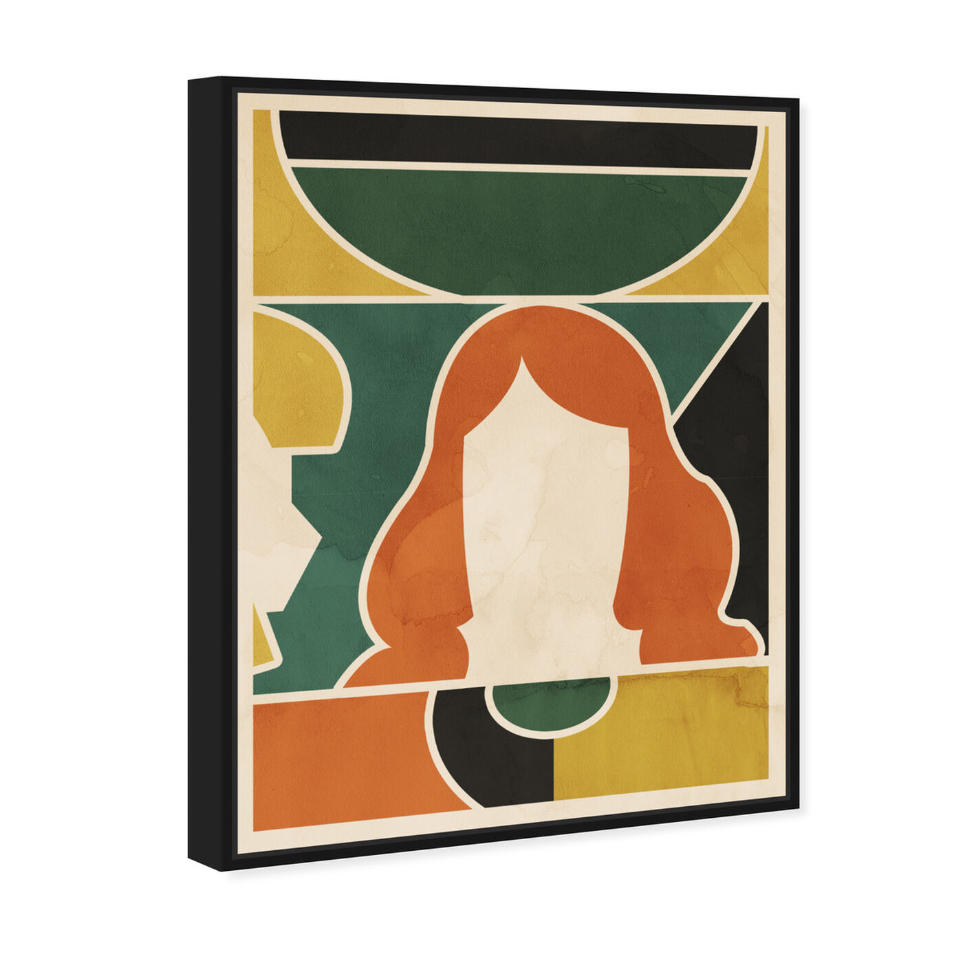 Angled view of Girl at the Window featuring abstract and geometric art.