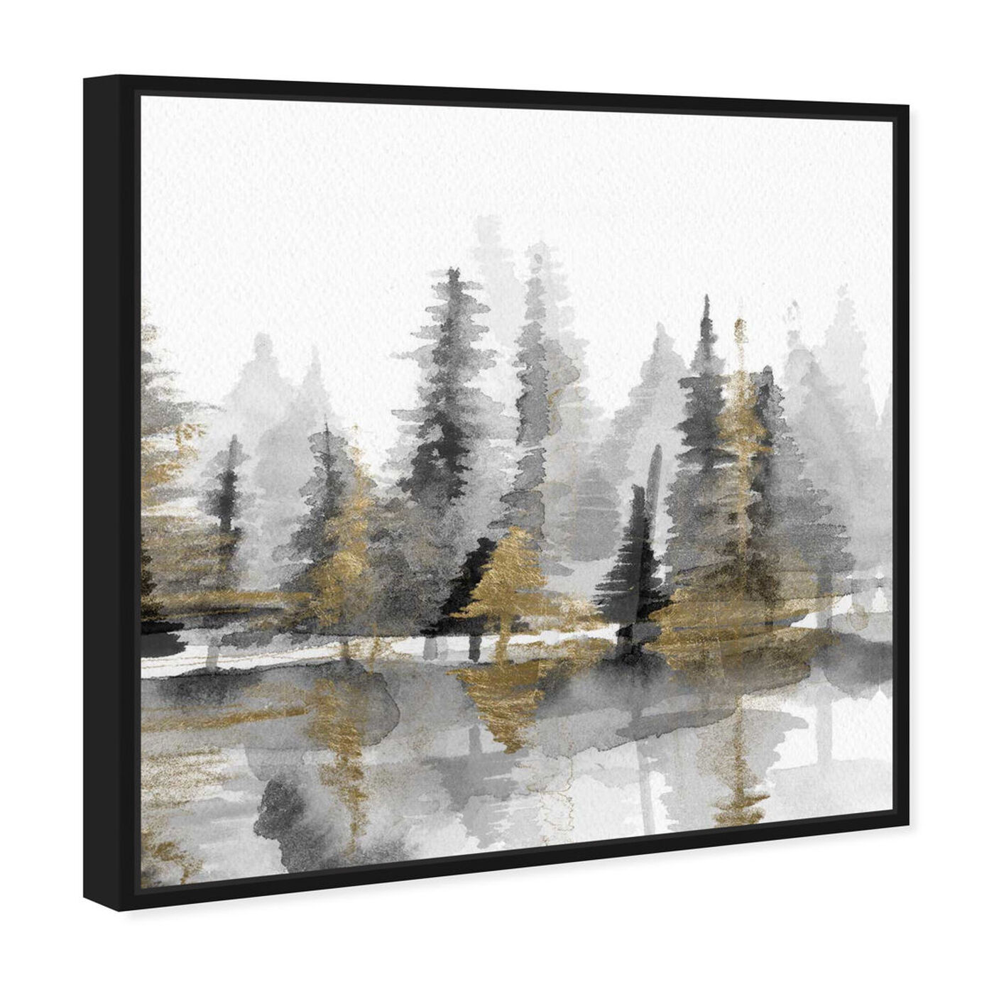 Angled view of Golden Reflection III featuring nature and landscape and forest landscapes art.