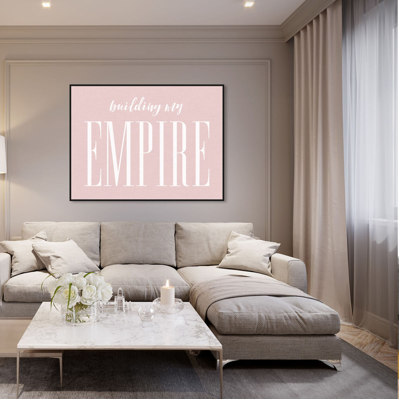 Hanging view of Building my Empire Rose featuring typography and quotes and motivational quotes and sayings art.
