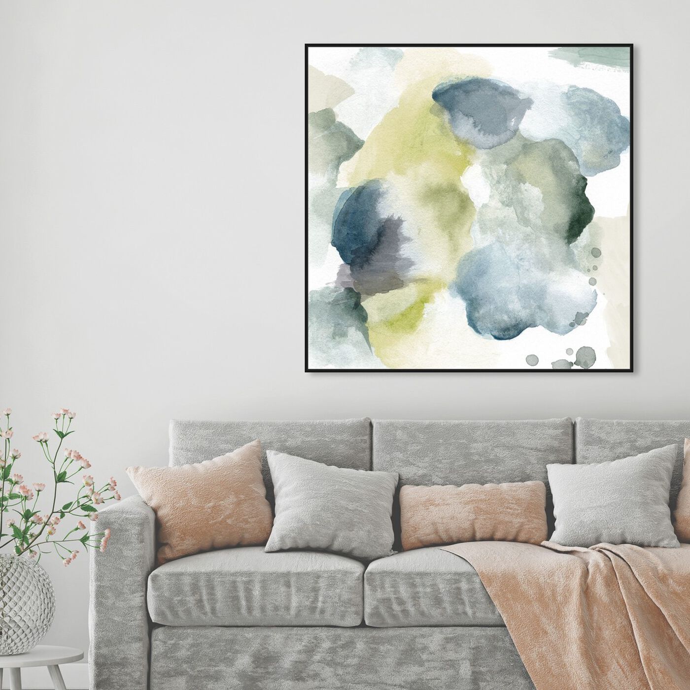 Hanging view of Tempo featuring abstract and watercolor art.