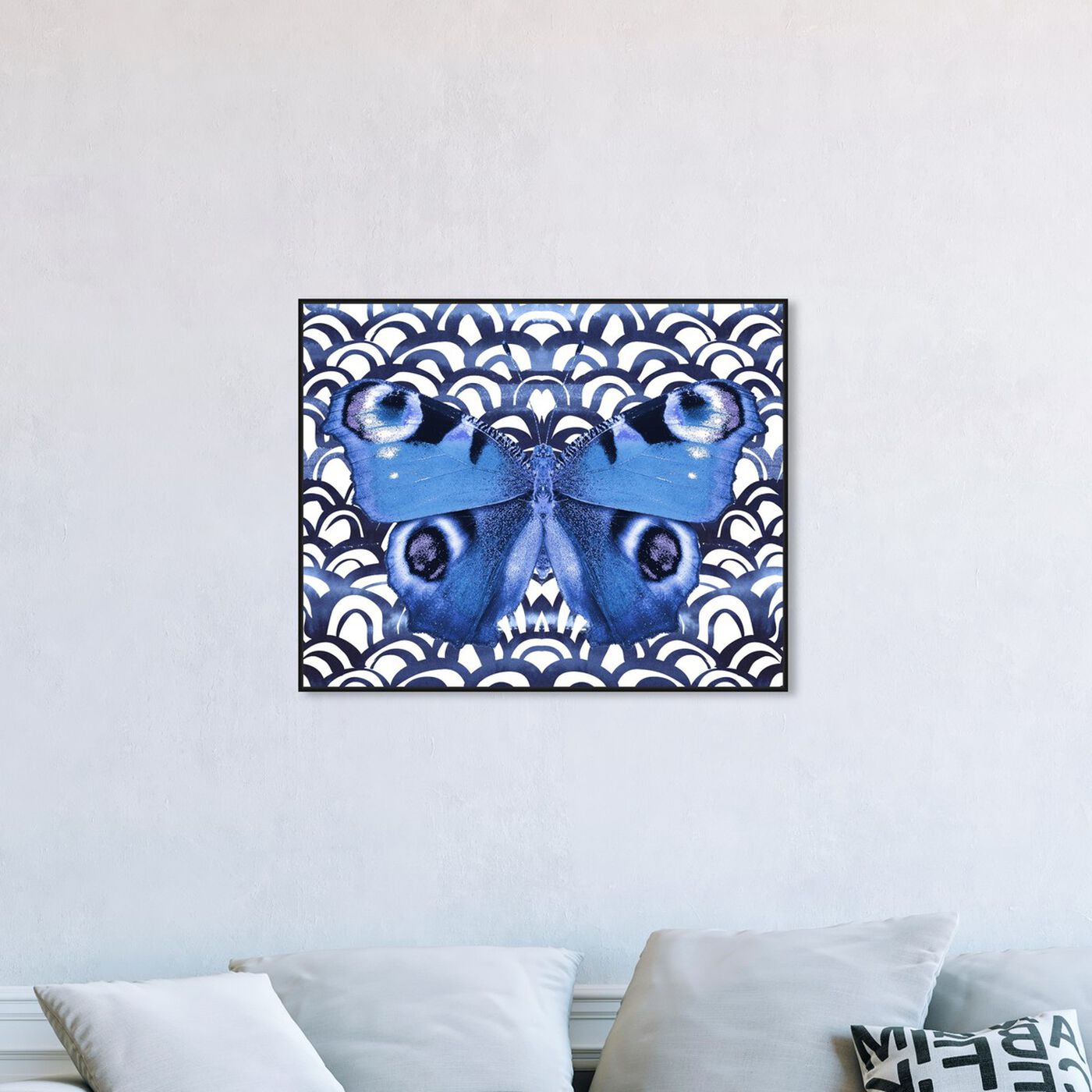 Hanging view of Butterfly Indigo featuring animals and insects art.