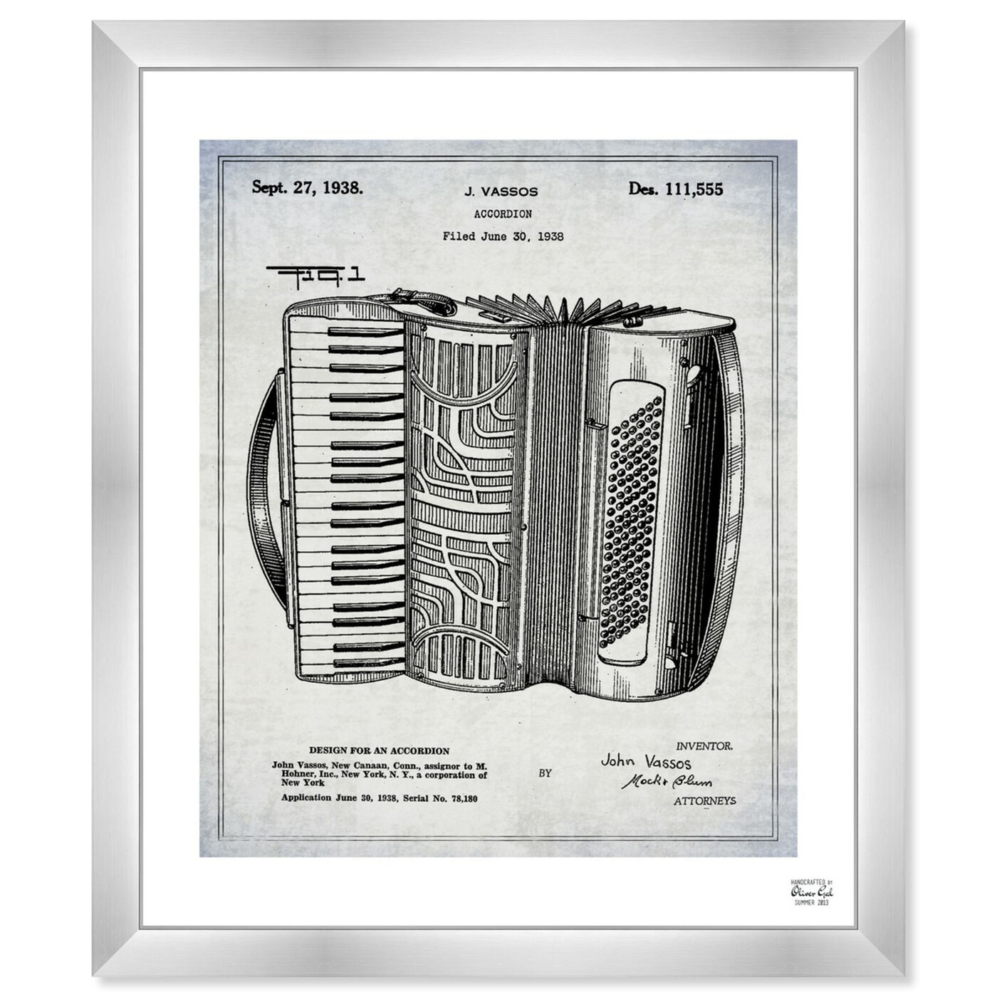 Front view of Accordion 1938 featuring music and dance and music instruments art.