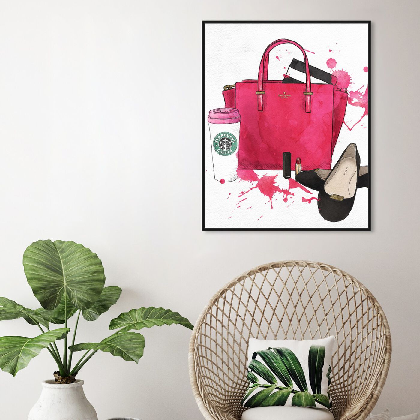 Hanging view of Bags, Shoes, and Coffee featuring fashion and glam and handbags art.