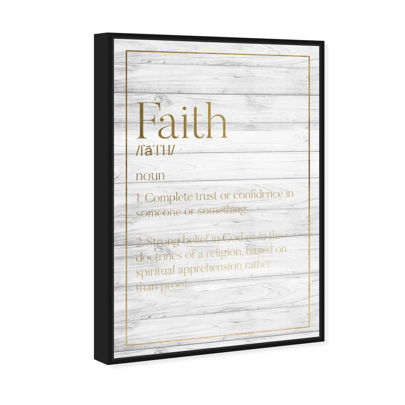 Angled view of Faith Typography Wood featuring typography and quotes and inspirational quotes and sayings art.