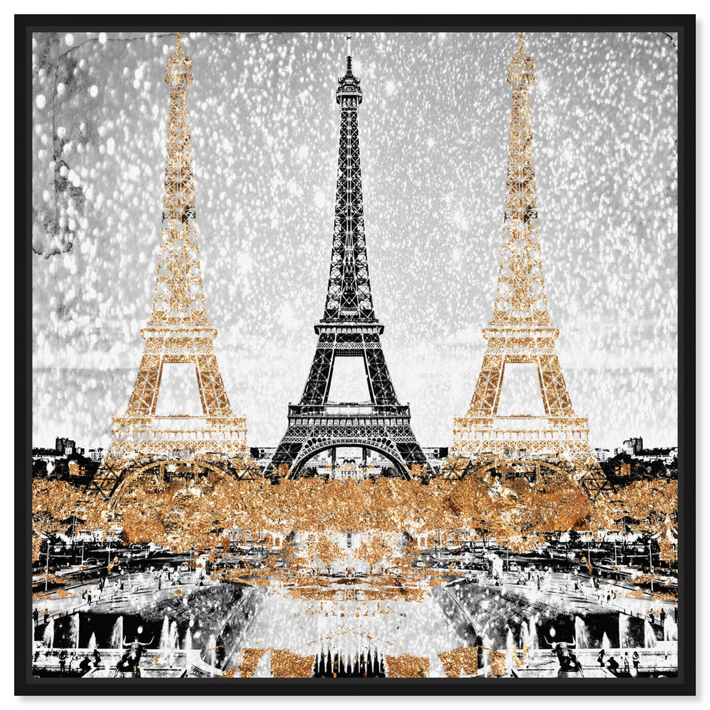 Front view of Triple Paris Gold featuring cities and skylines and european cities art.