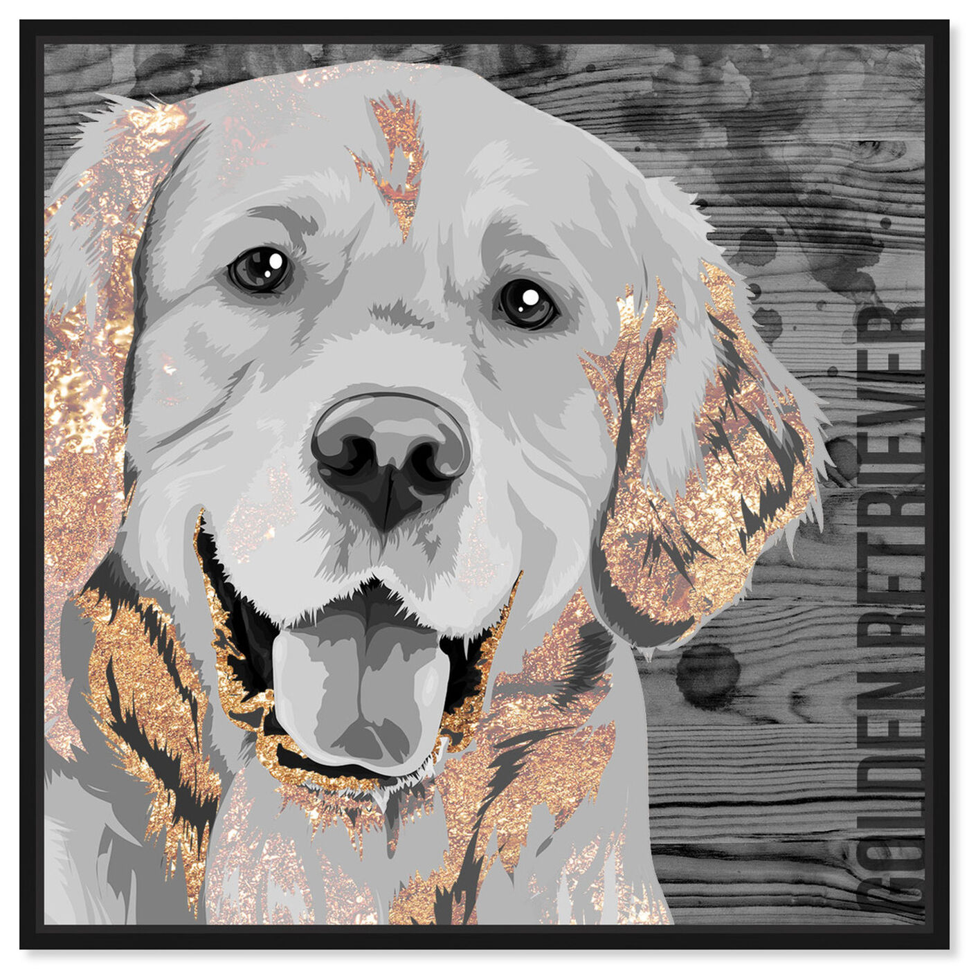 Front view of Love Golden Retriever featuring animals and dogs and puppies art.